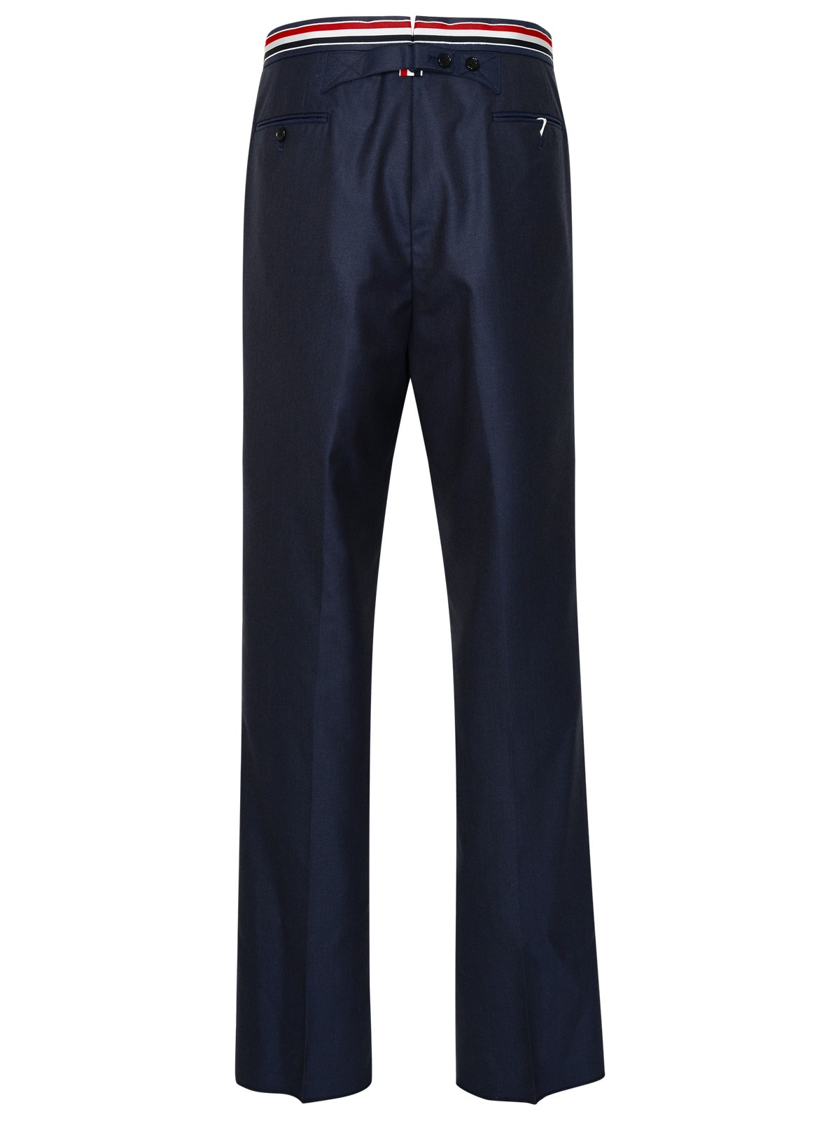 Thom Browne Rwb Blue Wool Pants In Deep Blue