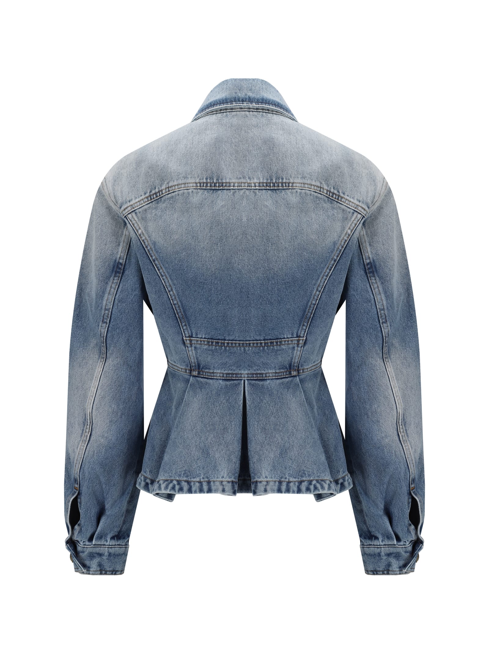 Shop Balmain Denim Jacket In Bleu Jean Clair