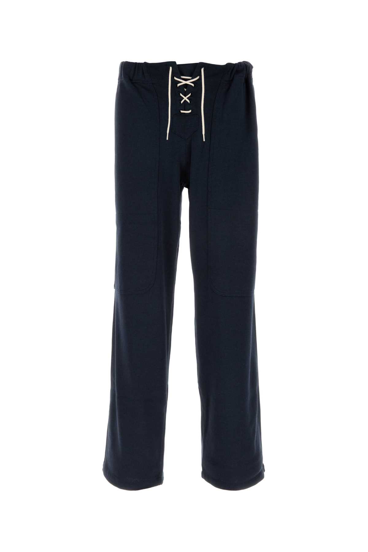 Bode Navy Blue Cotton And Lyocell Joggers In Blue