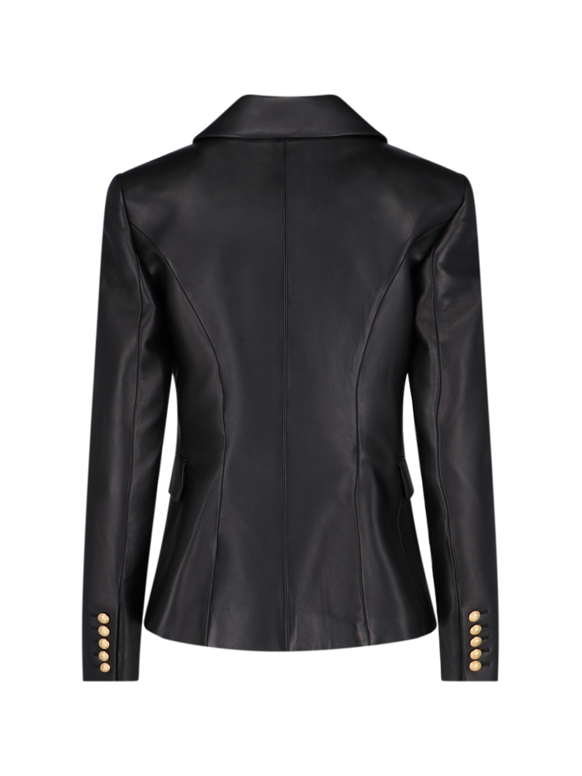 Shop Balmain Leather Blazer In Black