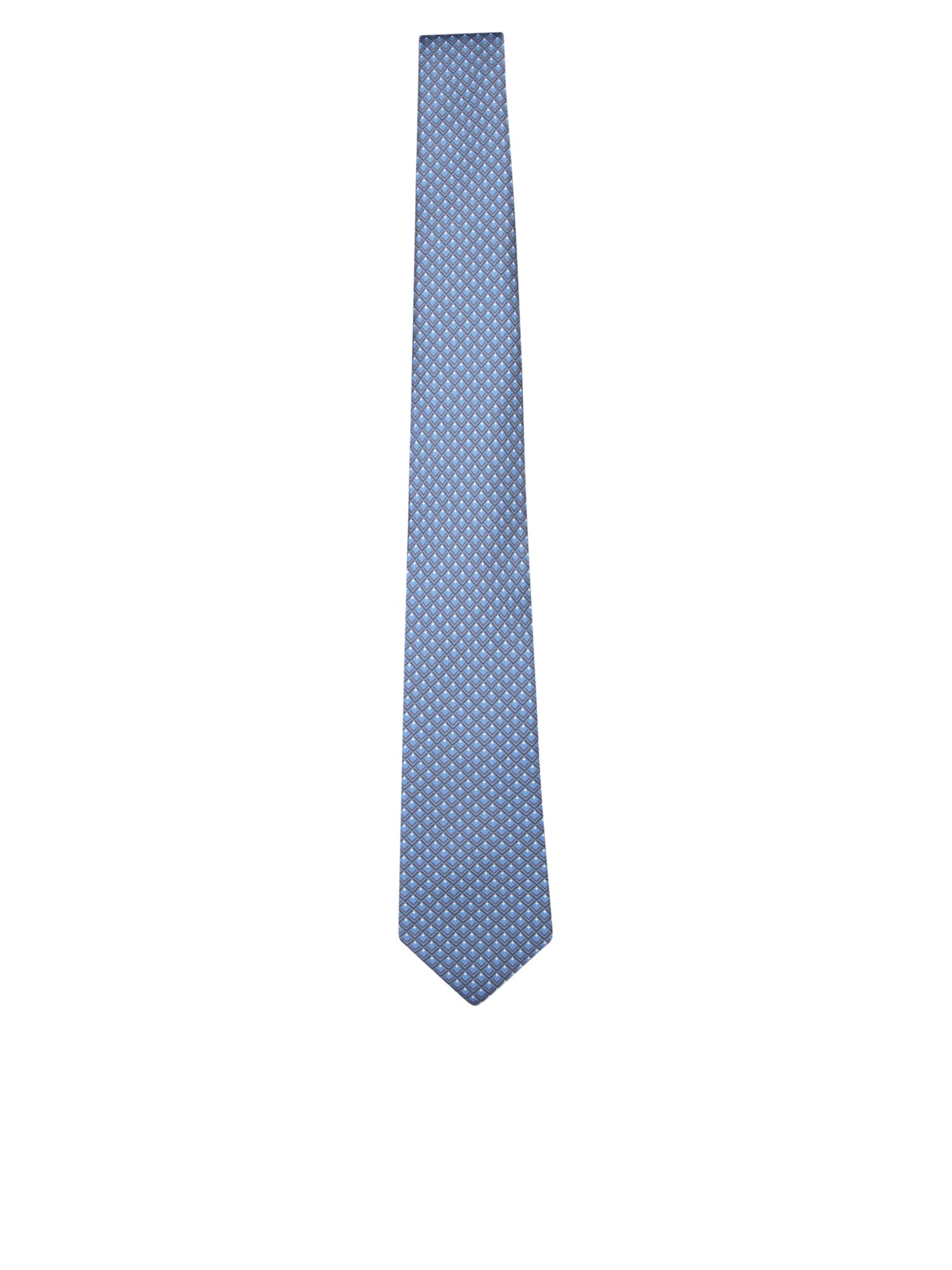 Shop Giorgio Armani Geometric Blue Tie In White