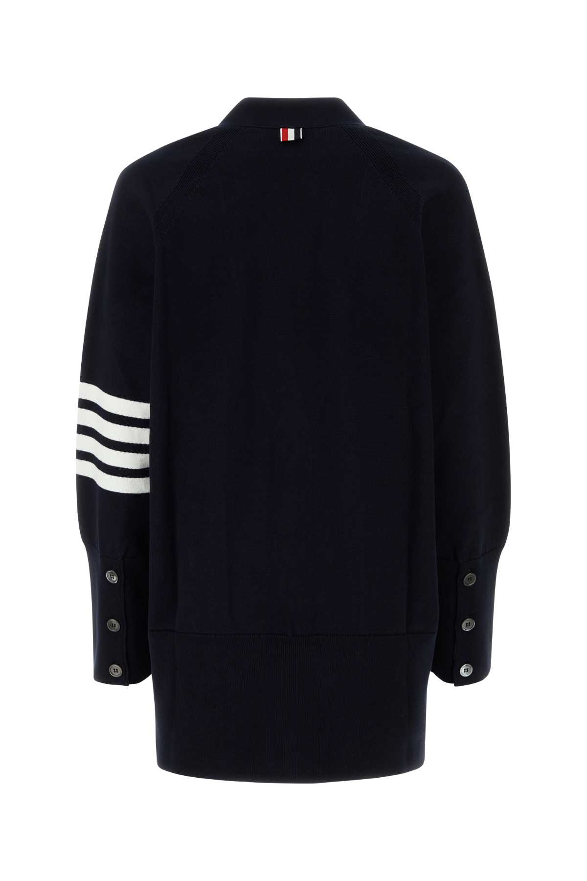 Shop Thom Browne Dark Blue Cotton Oversize Cardigan In 415