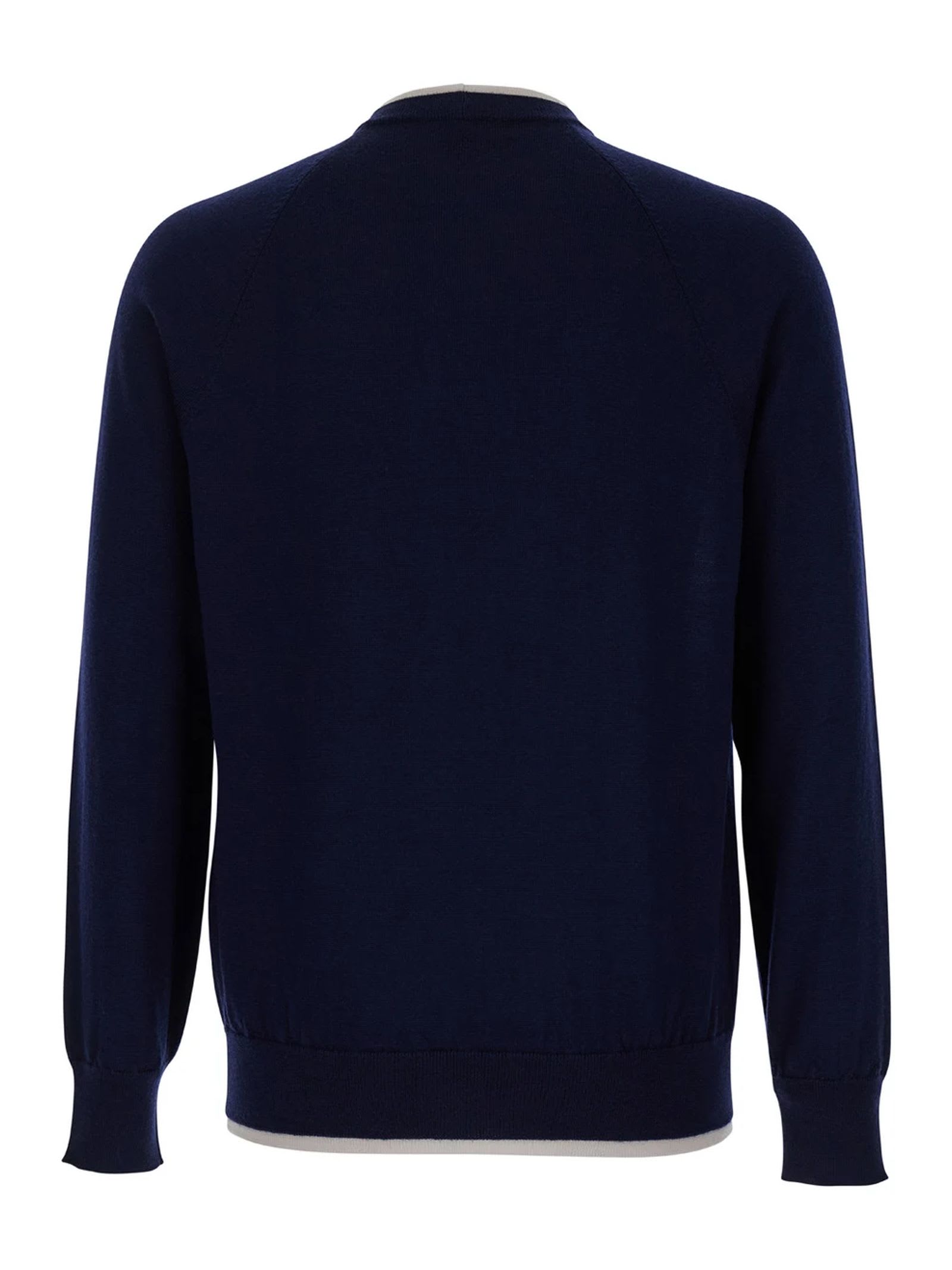 Shop Eleventy Blue Wool Jumper