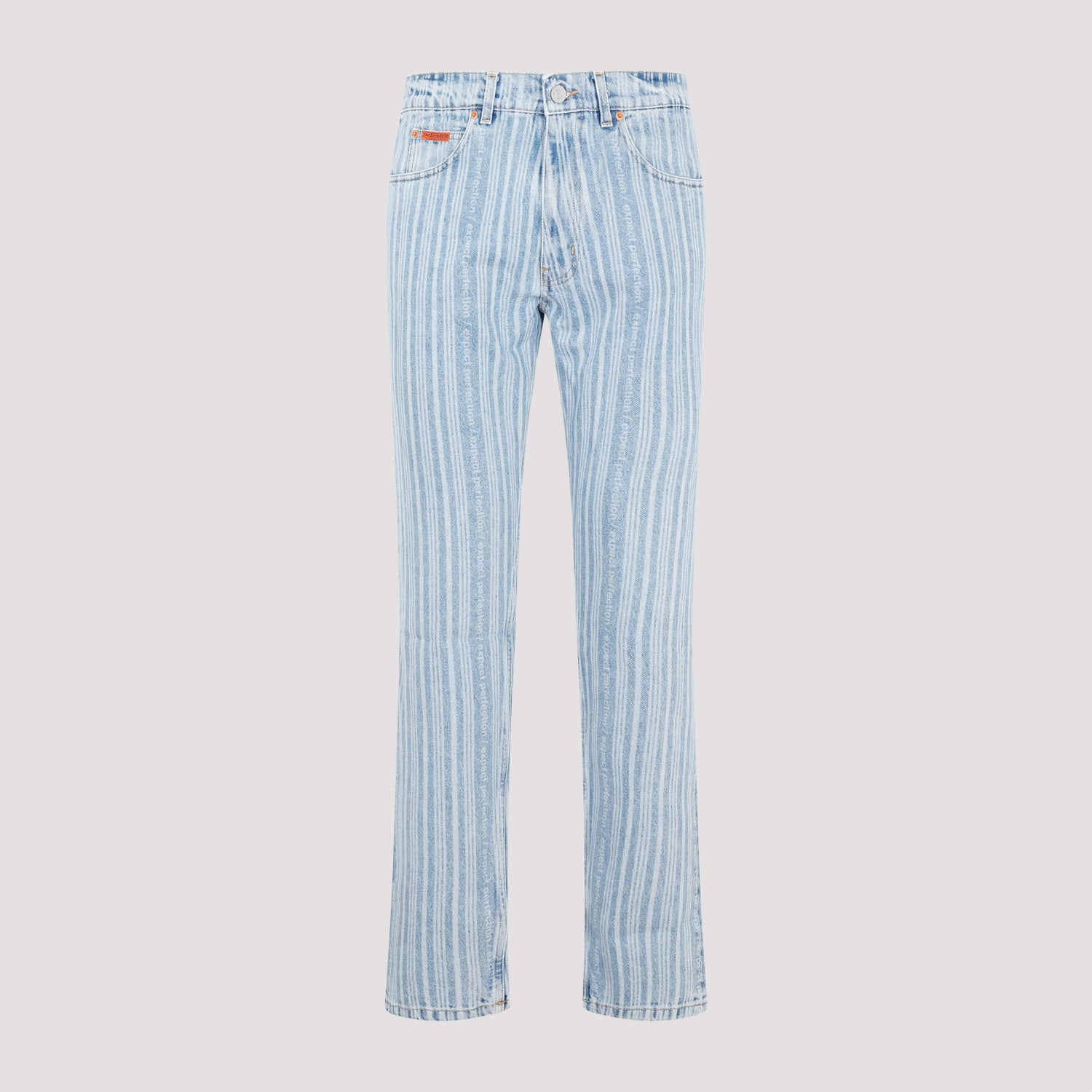 Shop Martine Rose Straight Leg Jeans In Blue Pinstripe