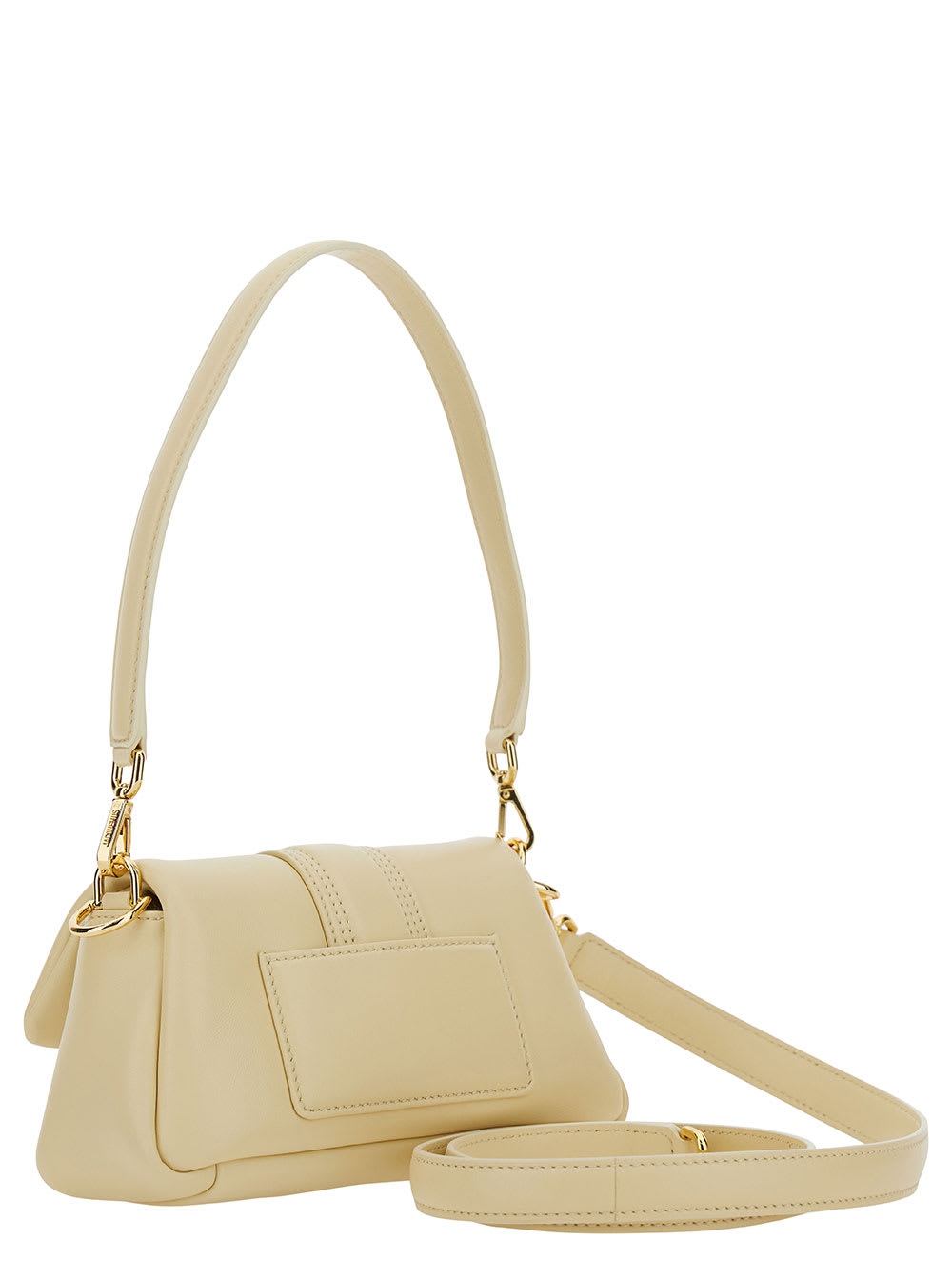 Shop Jacquemus Le Petit Bambimou Ivory Shoulder Bag With Logo Detail In Padded Leather Woman