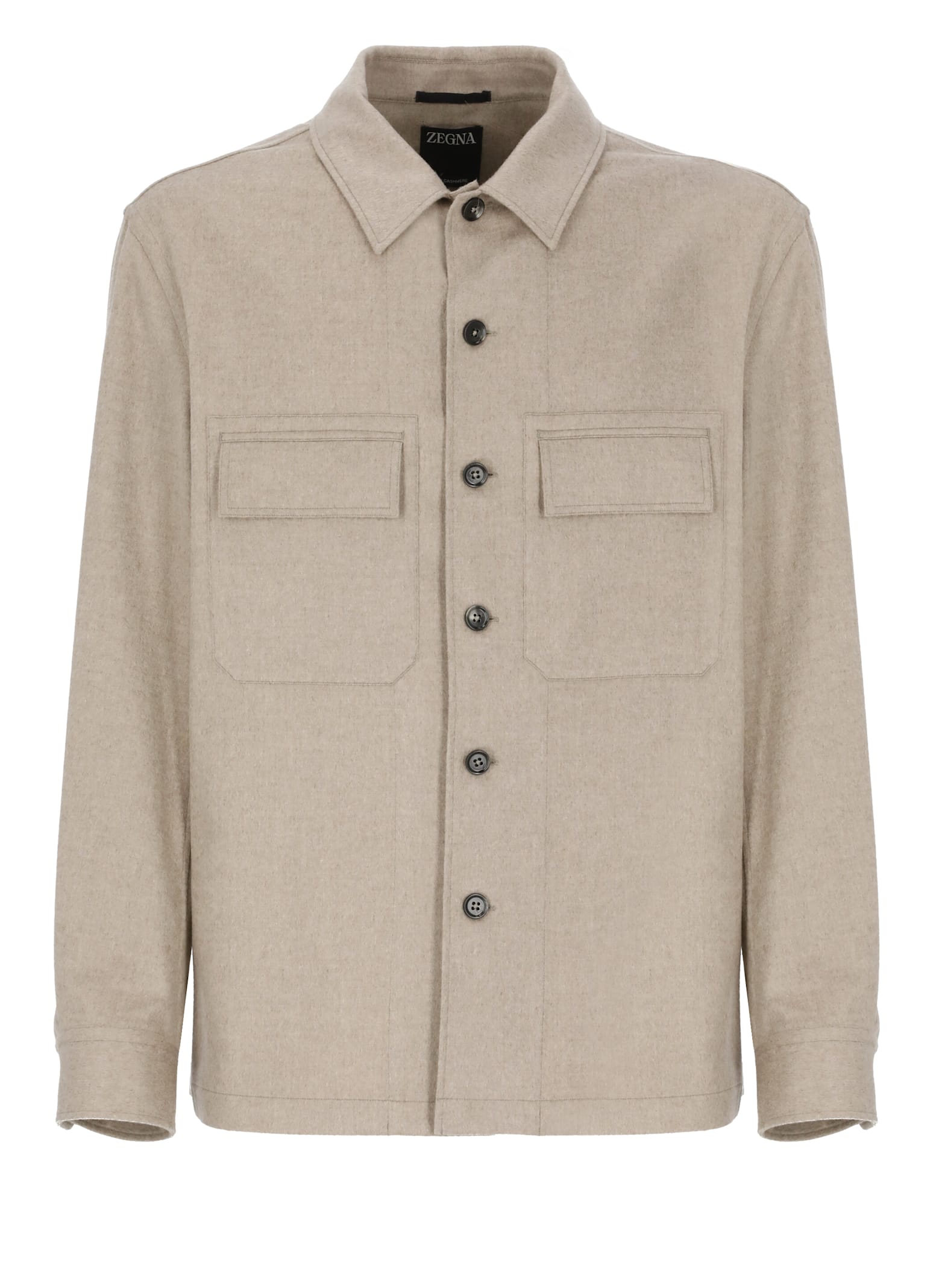 Shop Zegna Cashmere Overshirt In Beige