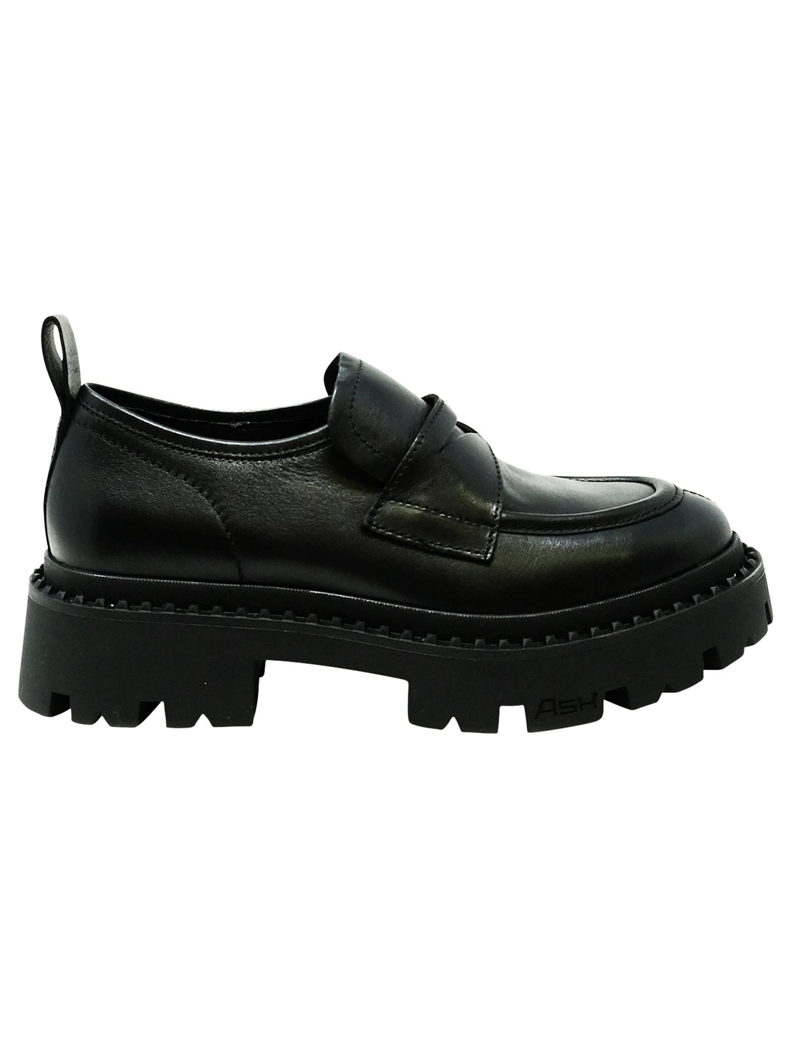 Ash Black Leather Genial Loafers