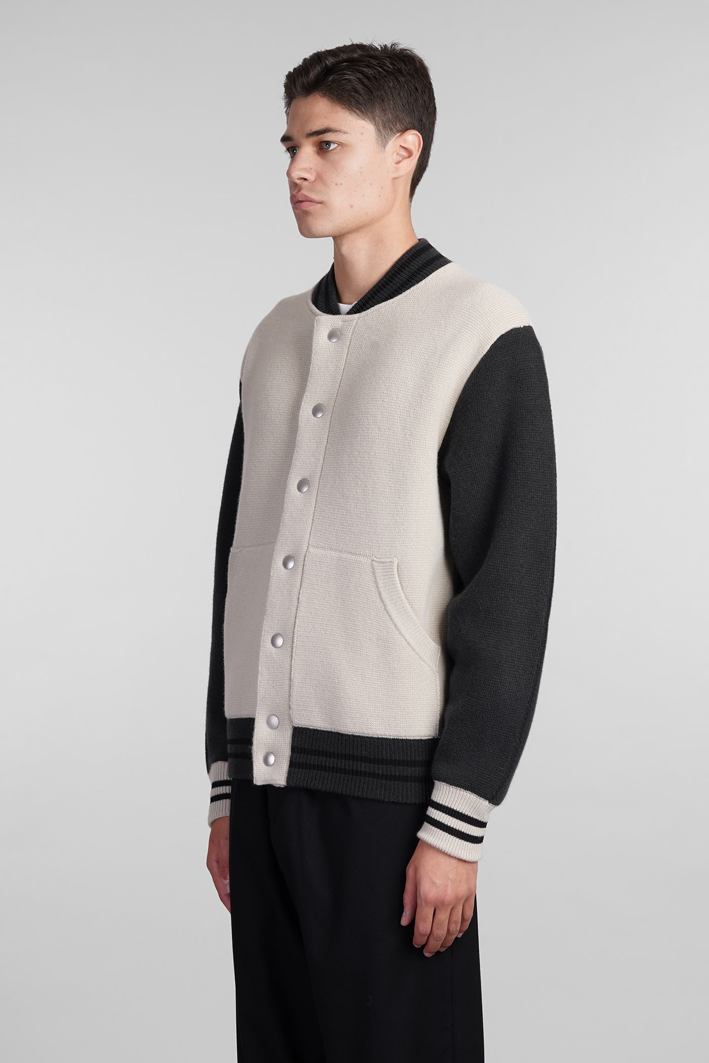 Shop Roberto Collina Bomber In Beige Wool