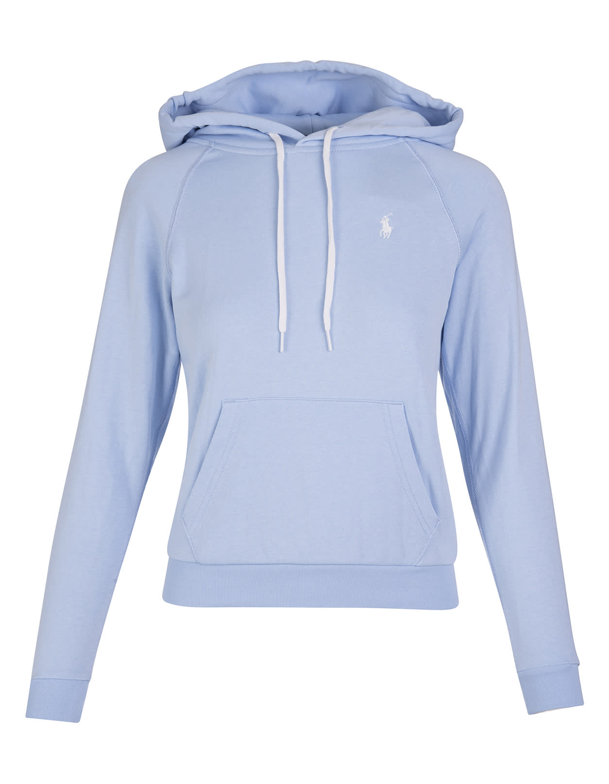 Ralph Lauren Woman Hoodie In Light Blue Cotton With White Pony