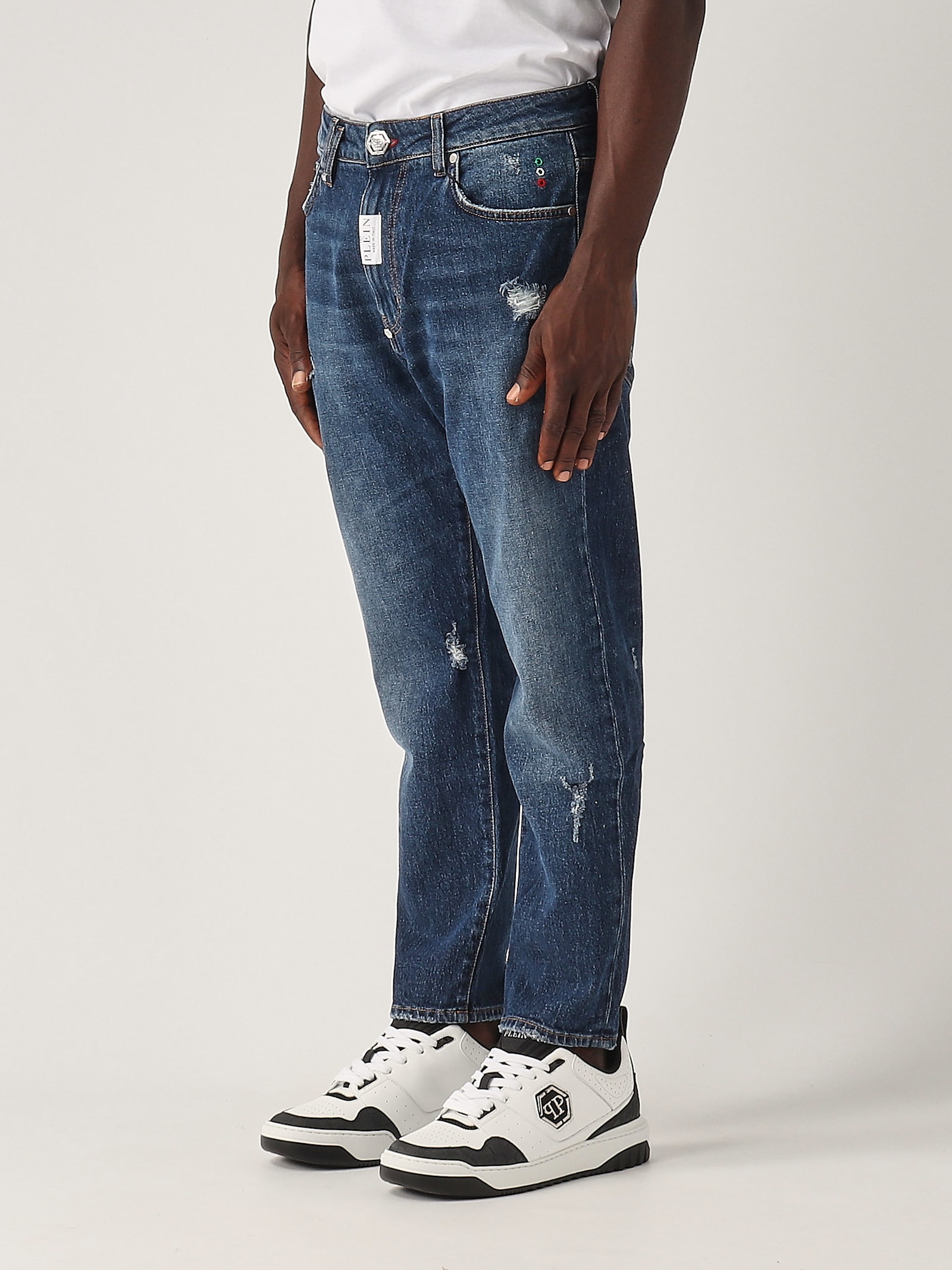 Shop Philipp Plein Pantalone Uomo Jeans In Denim Medio