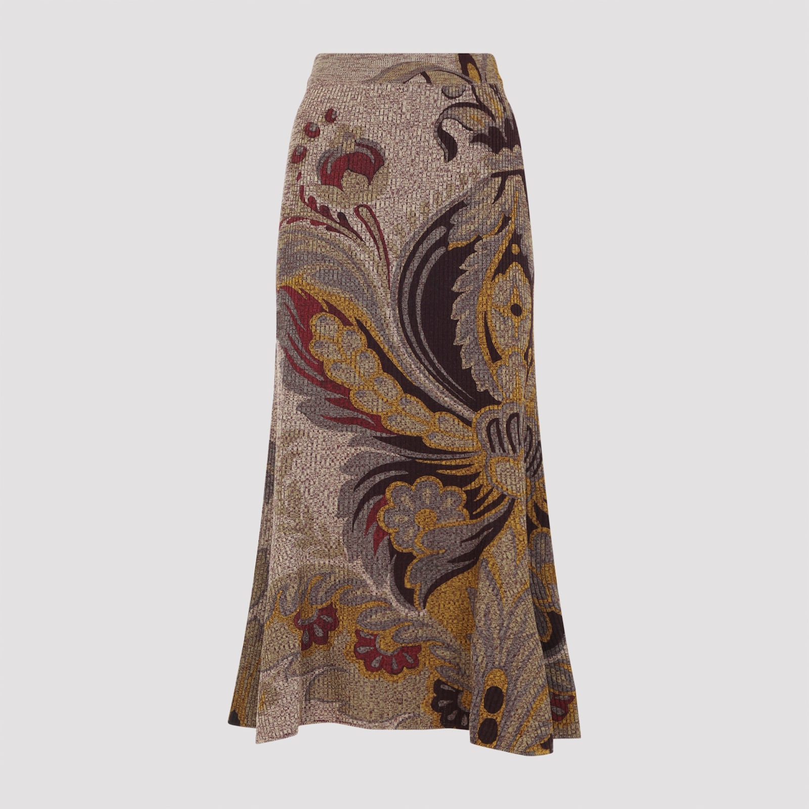 Etro Knit Midi Jupe Trompette In Multi