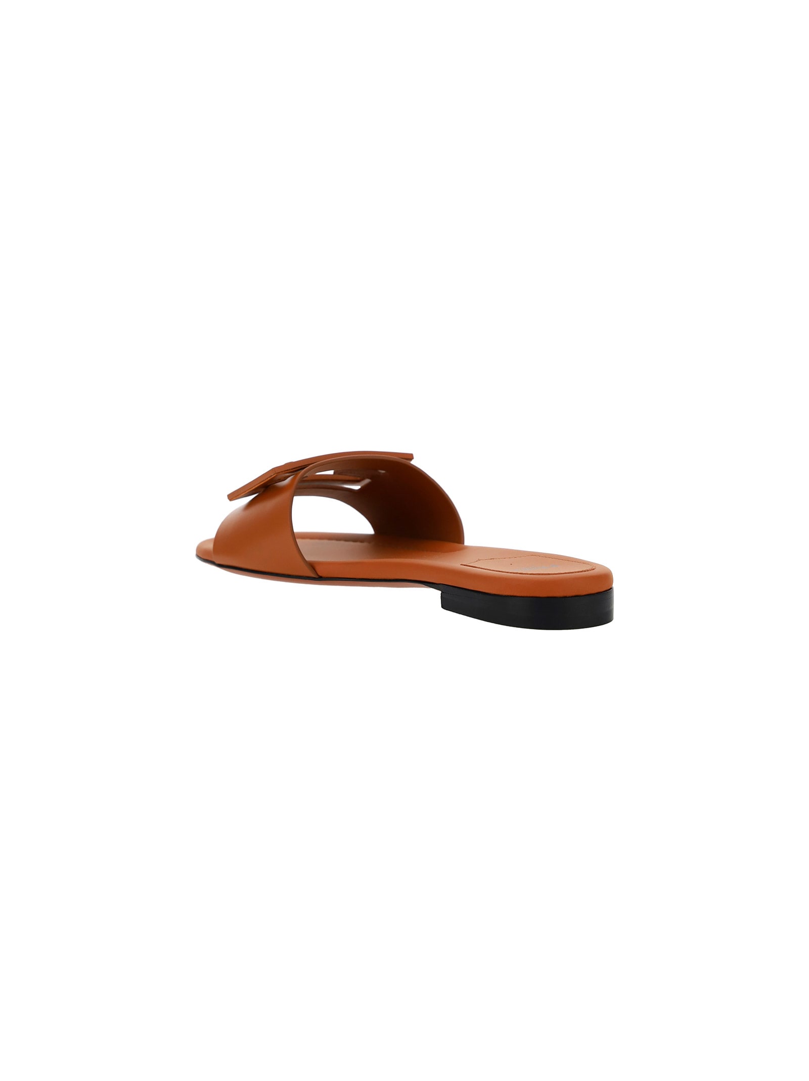 Shop Fendi Sandals In Leather Brown