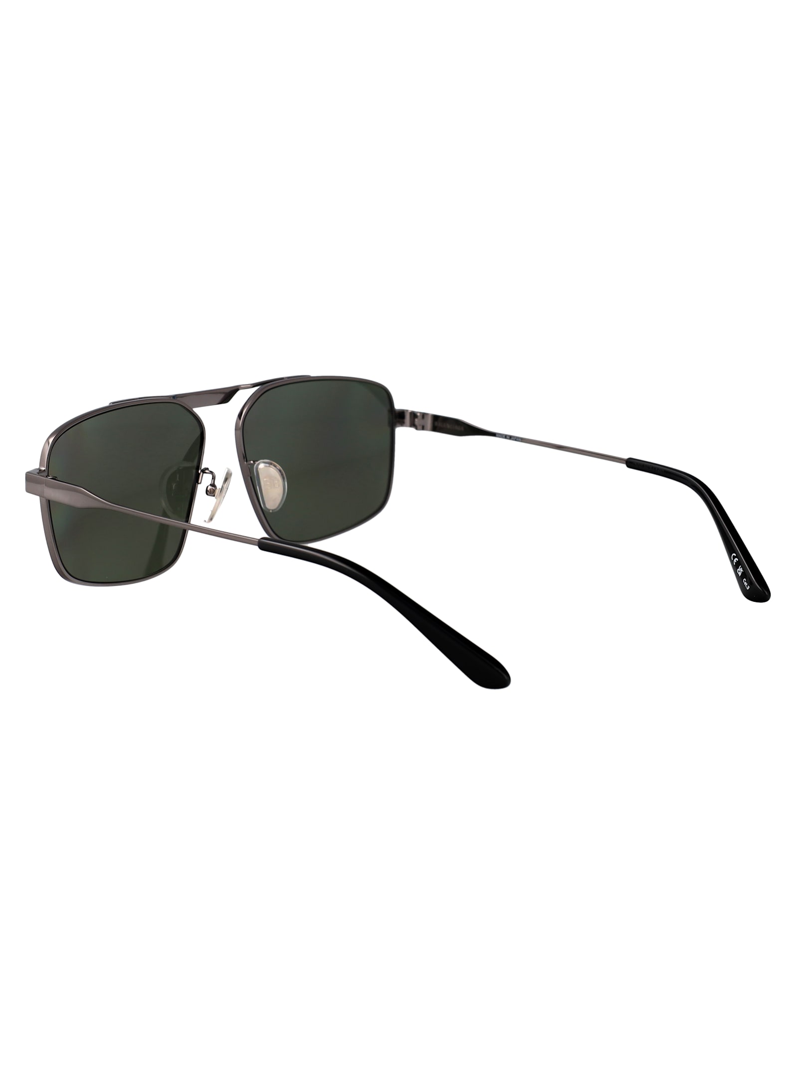 Balenciaga Bb0418sk Sunglasses In Ruthenium-ruthenium-green