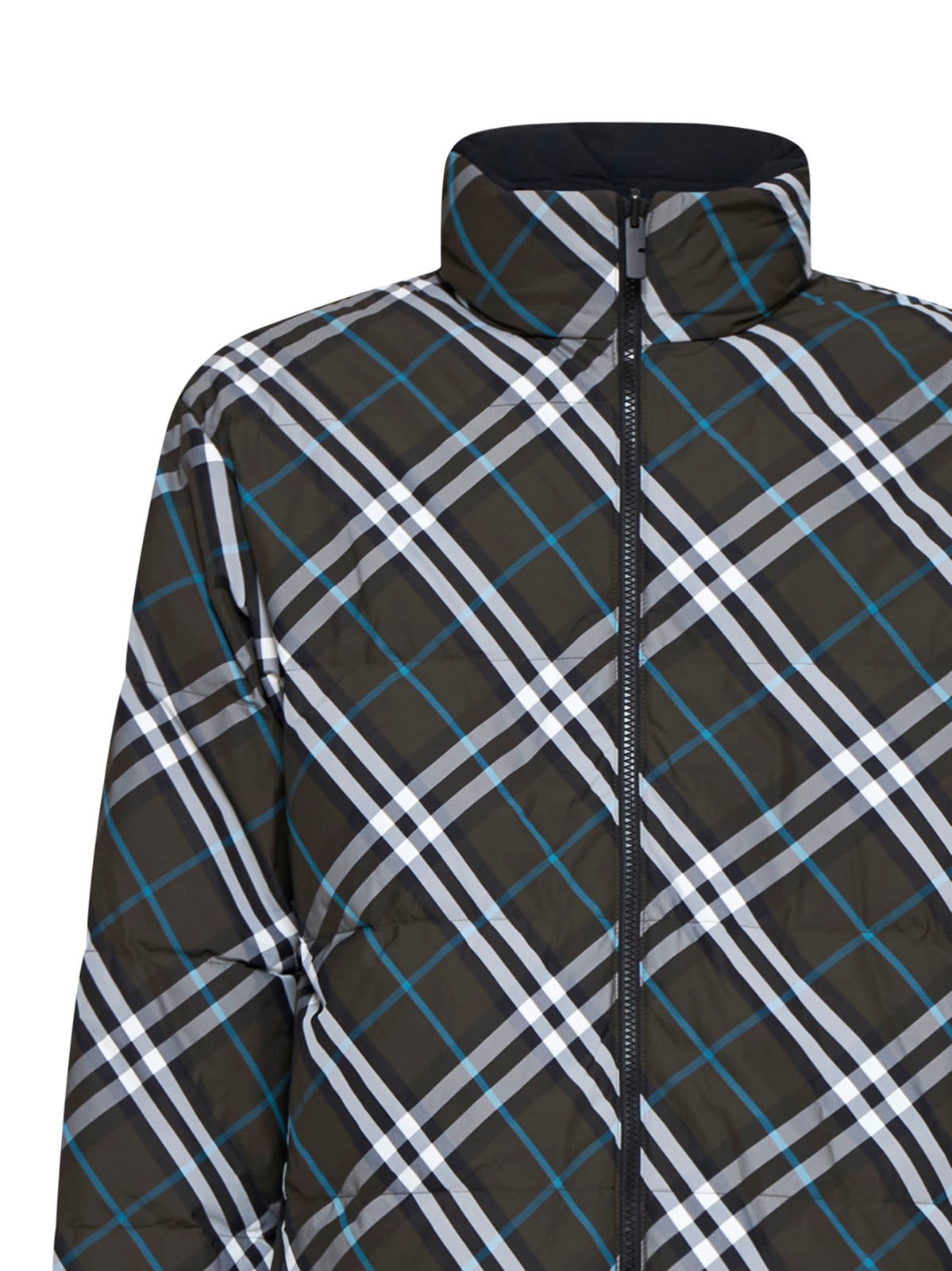 Shop Burberry High-neck Zip-up Checked Jacket In Snug Ip Check