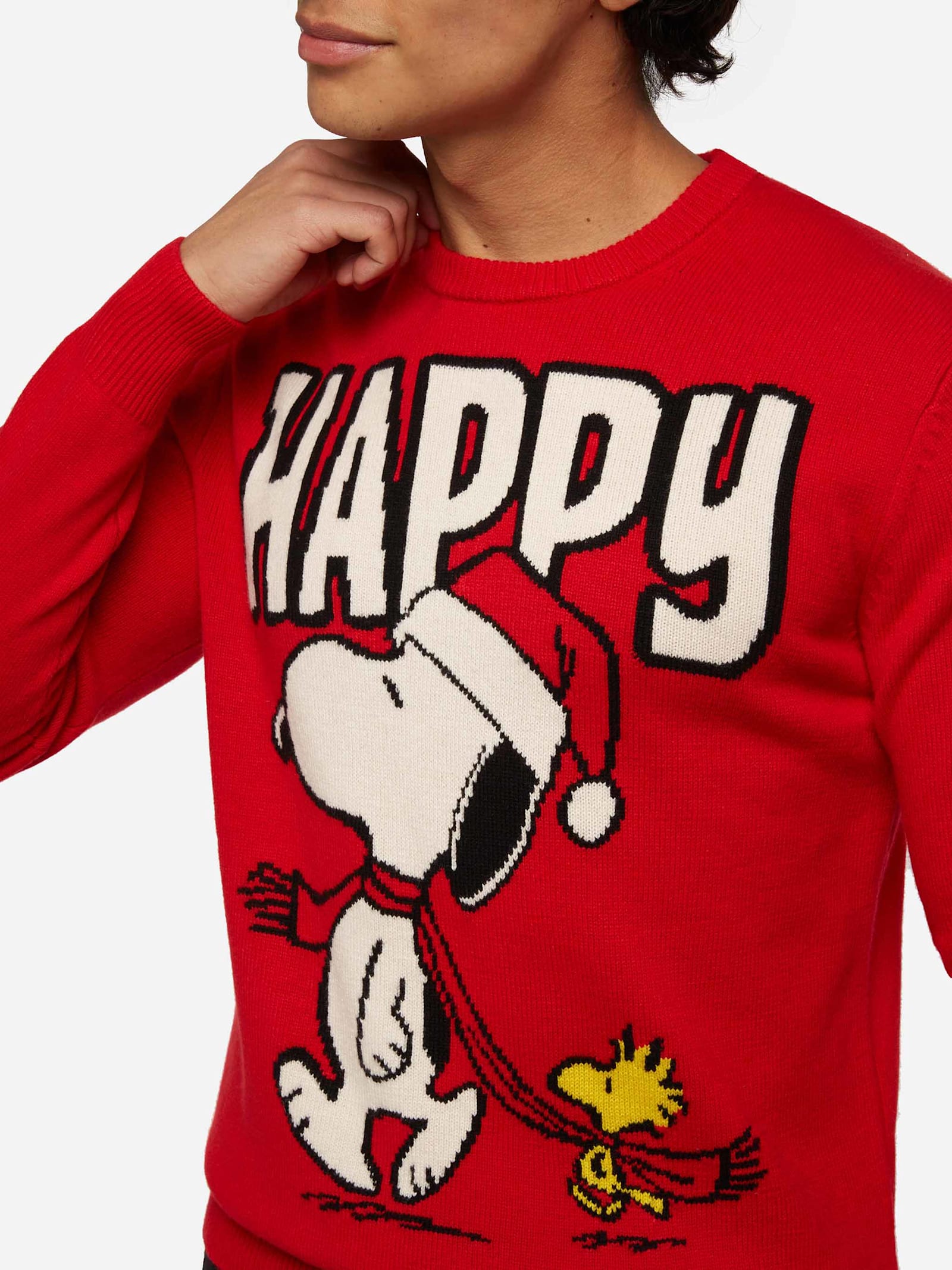 Mc2 Saint Barth Sweater Heron With Snoopy Jacquard Snoopy Peanuts® Special Edition In Red