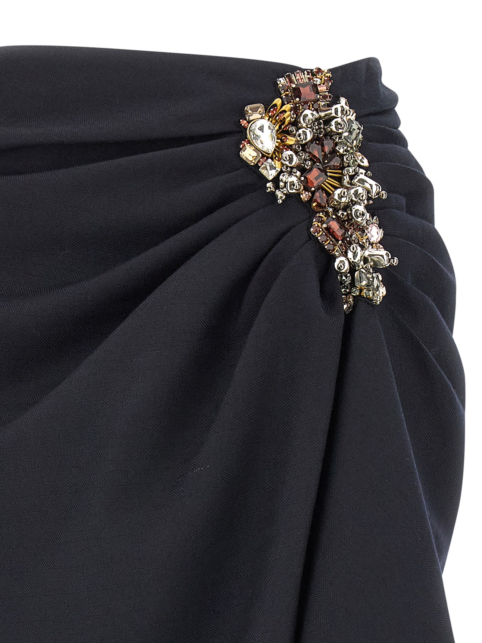 Dries Van Noten Women Sovora Emb 2193 W.w. Skirt Navy In Blue