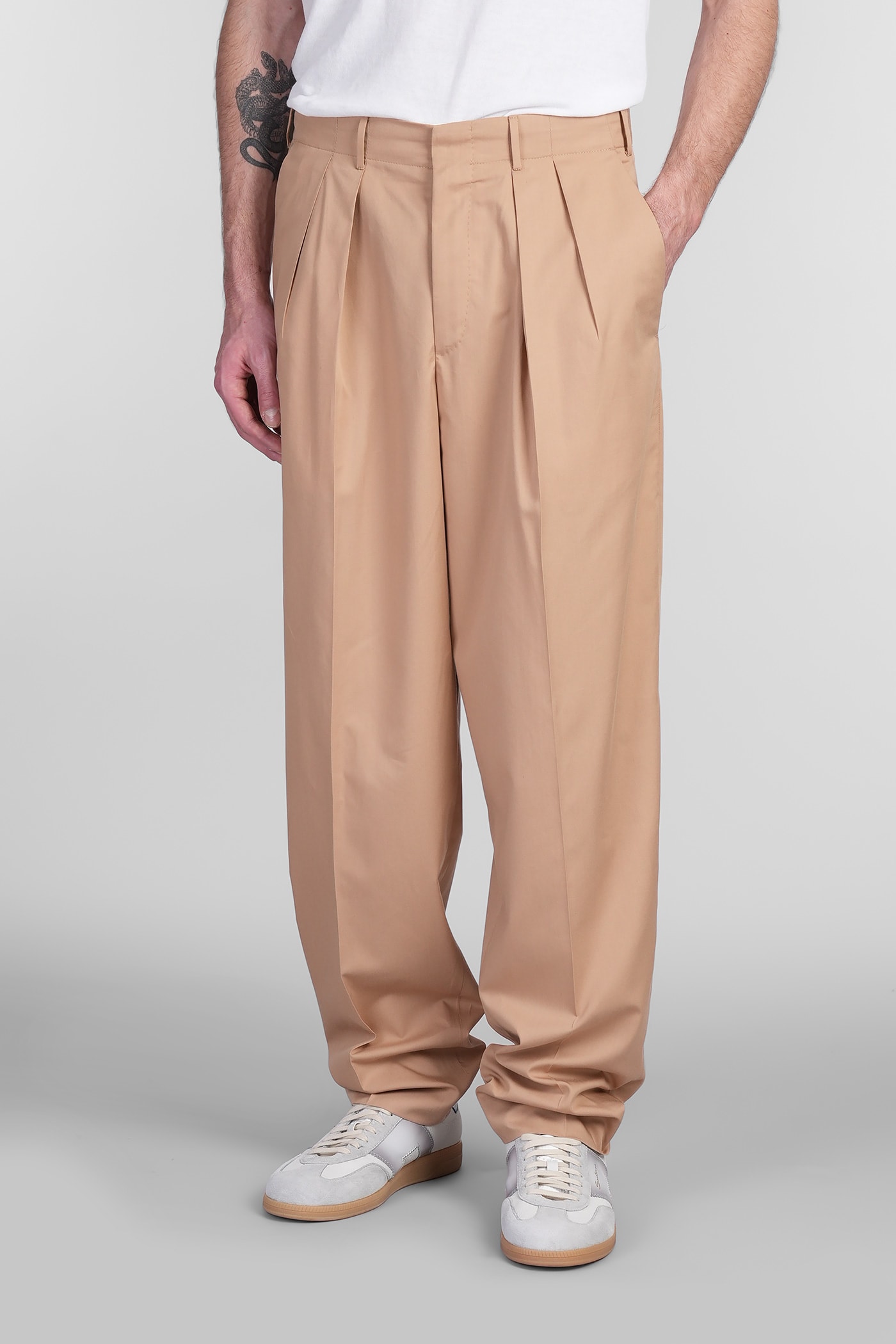 Pt Torino Sd65 Pants In Camel Wool And Polyester In Camel