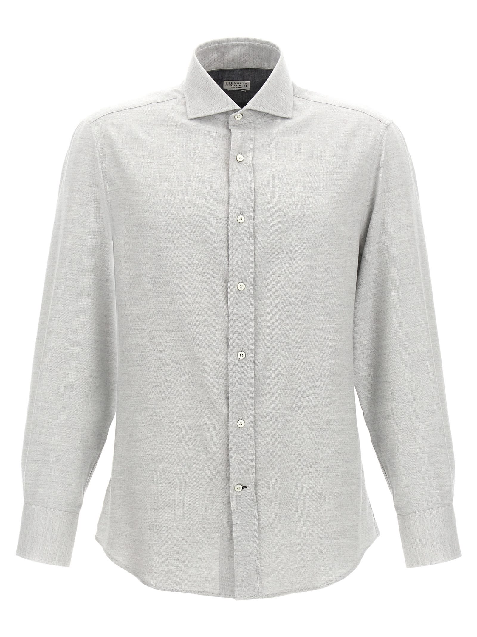 Shop Brunello Cucinelli Flannel Shirt In Gray