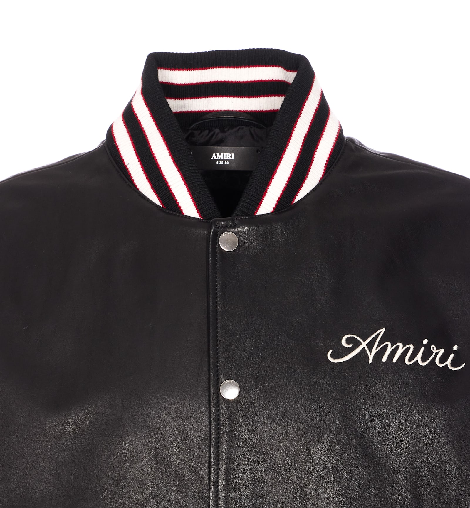 Amiri Leather Jacket With Elasticized Collar And Cuffs In Black