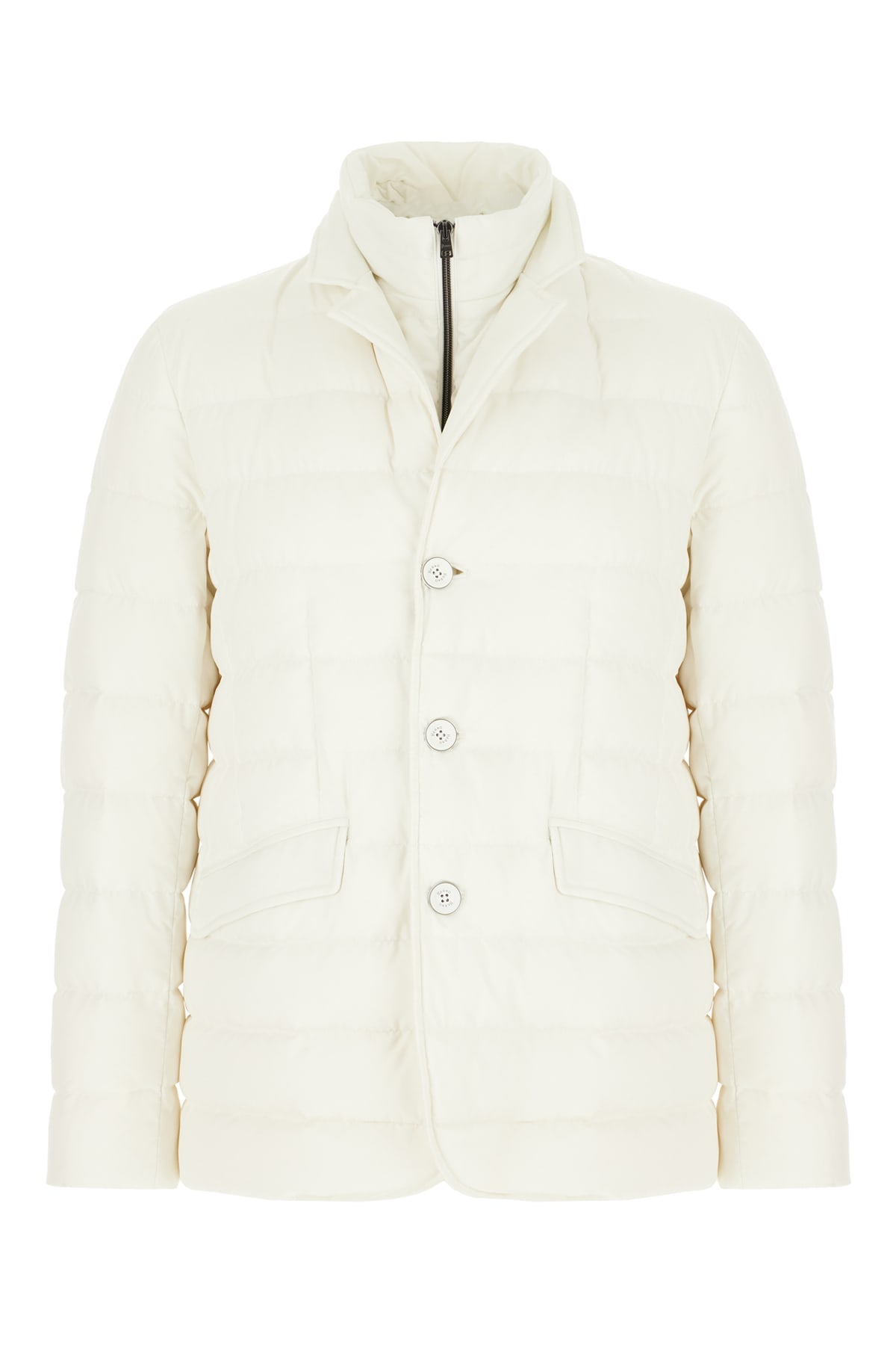 Herno Quilted Button-fastening Padded Jacket In Neutral