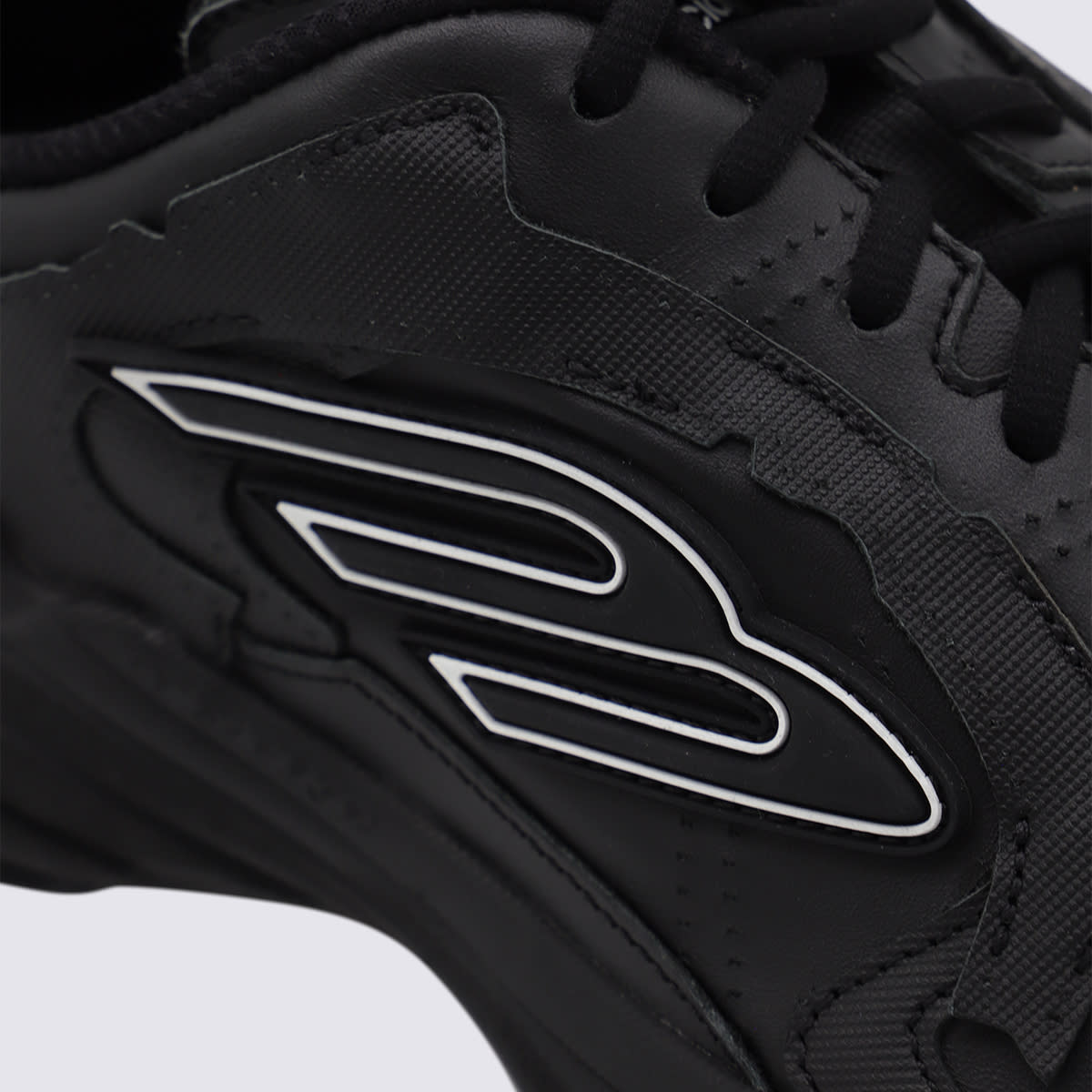 Balenciaga Black Leather Monday Sneakers In Black