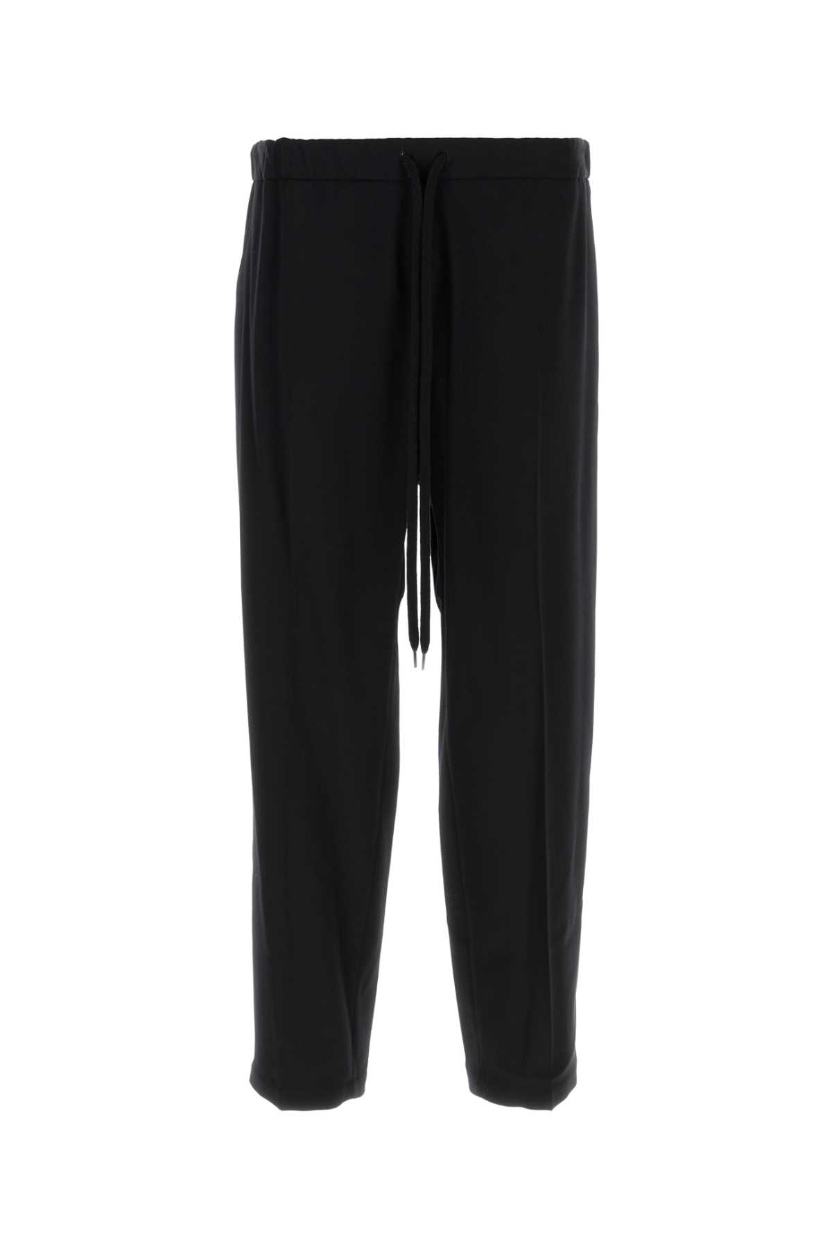Mm6 Maison Margiela Black Stretch Polyester Blend Pant In Black