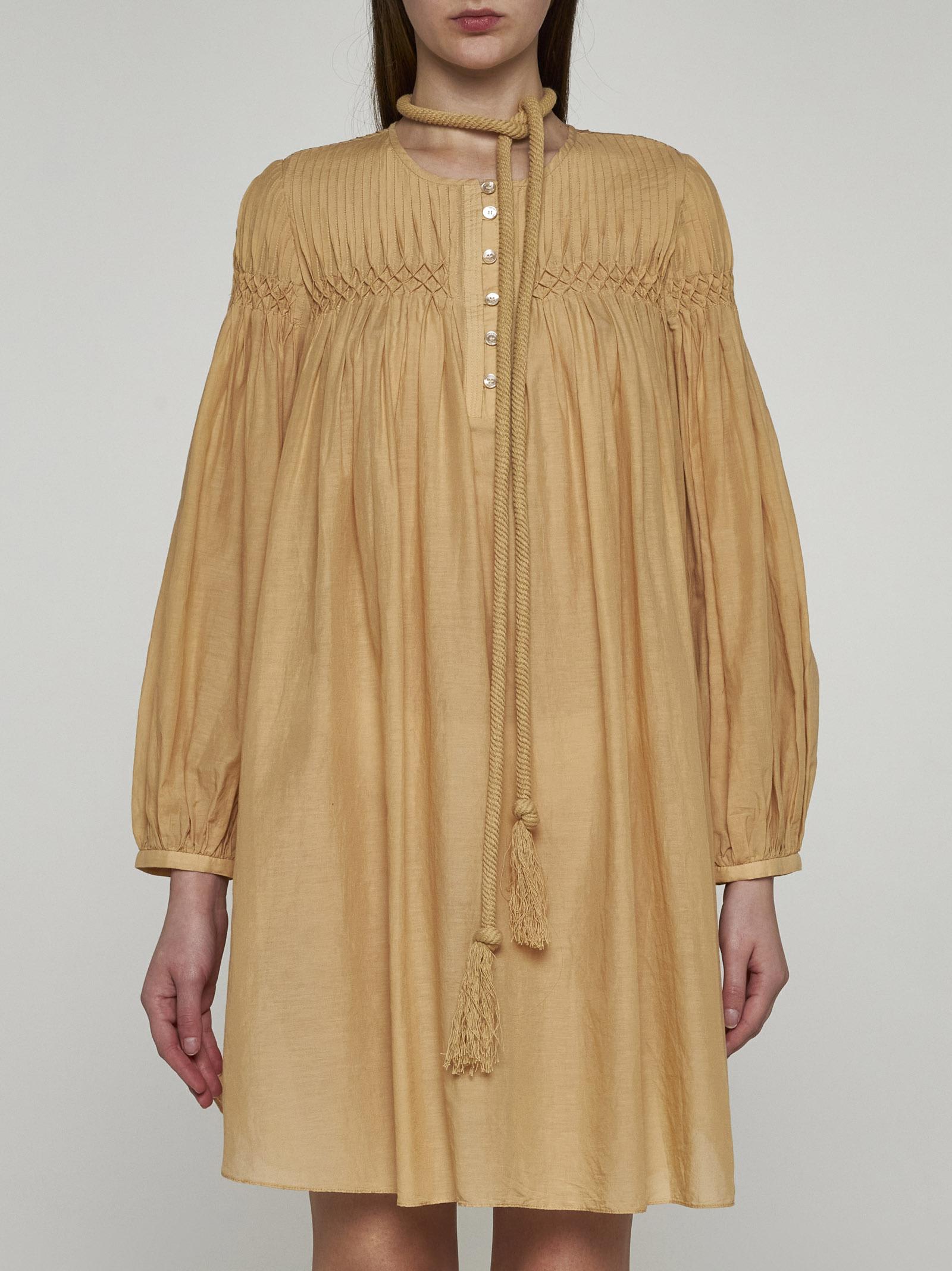Shop Marant Etoile Adeliani Cotton And Viscose Mini Dress In Beige