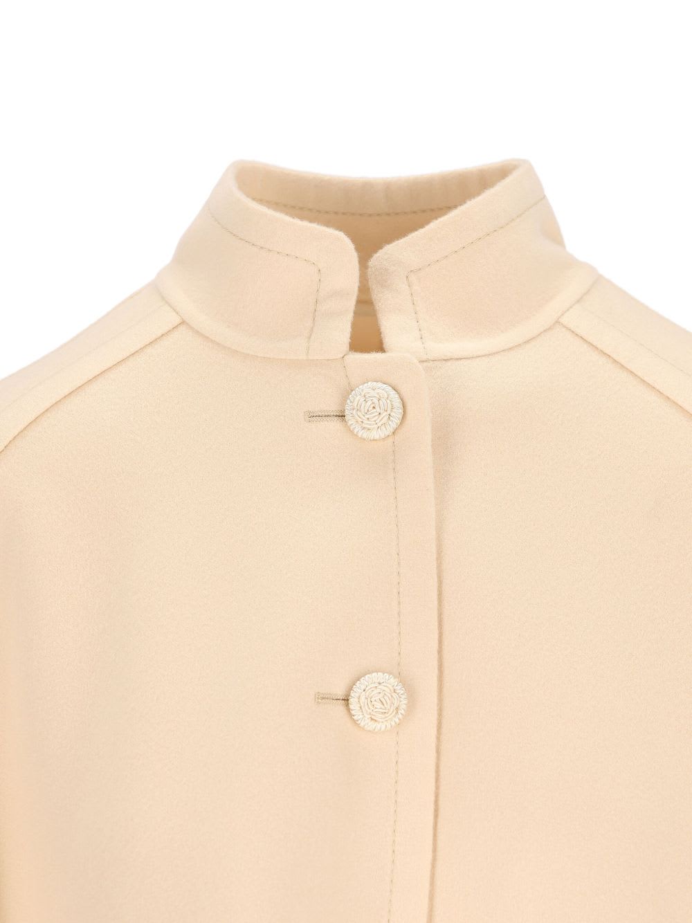 Valentino Stylish Coats With Flared Shape And Bows In Neutral