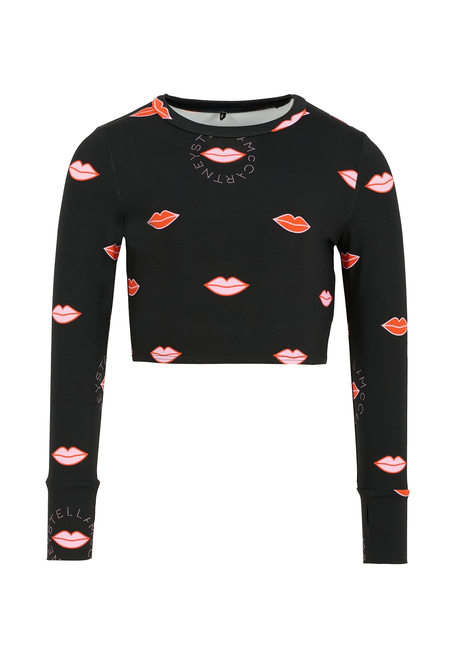 Stella Mccartney Black T-shirt For Girl With Mouth In Black