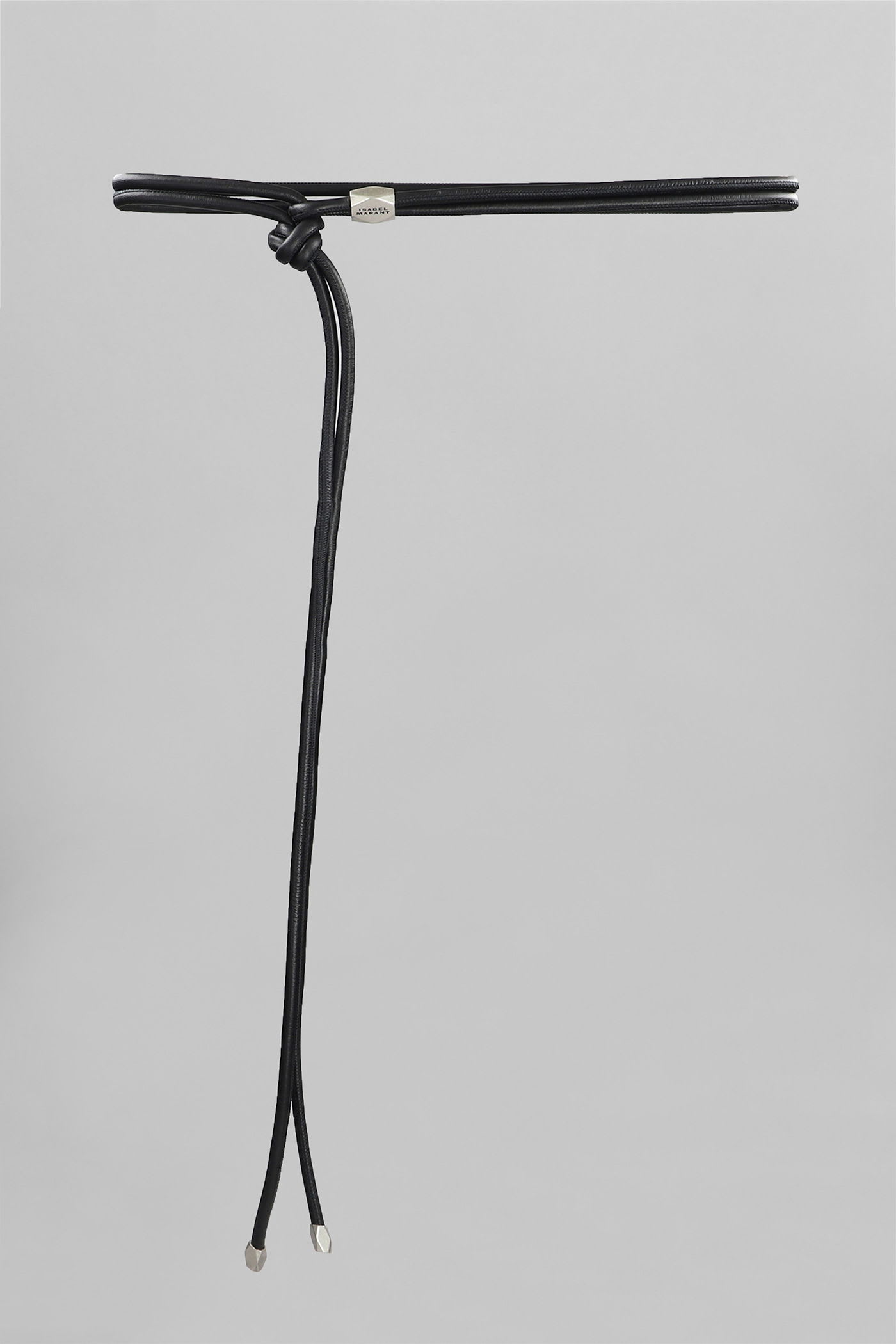 Isabel Marant Adjustable Knot Detail Belt With Metal Tips In Black