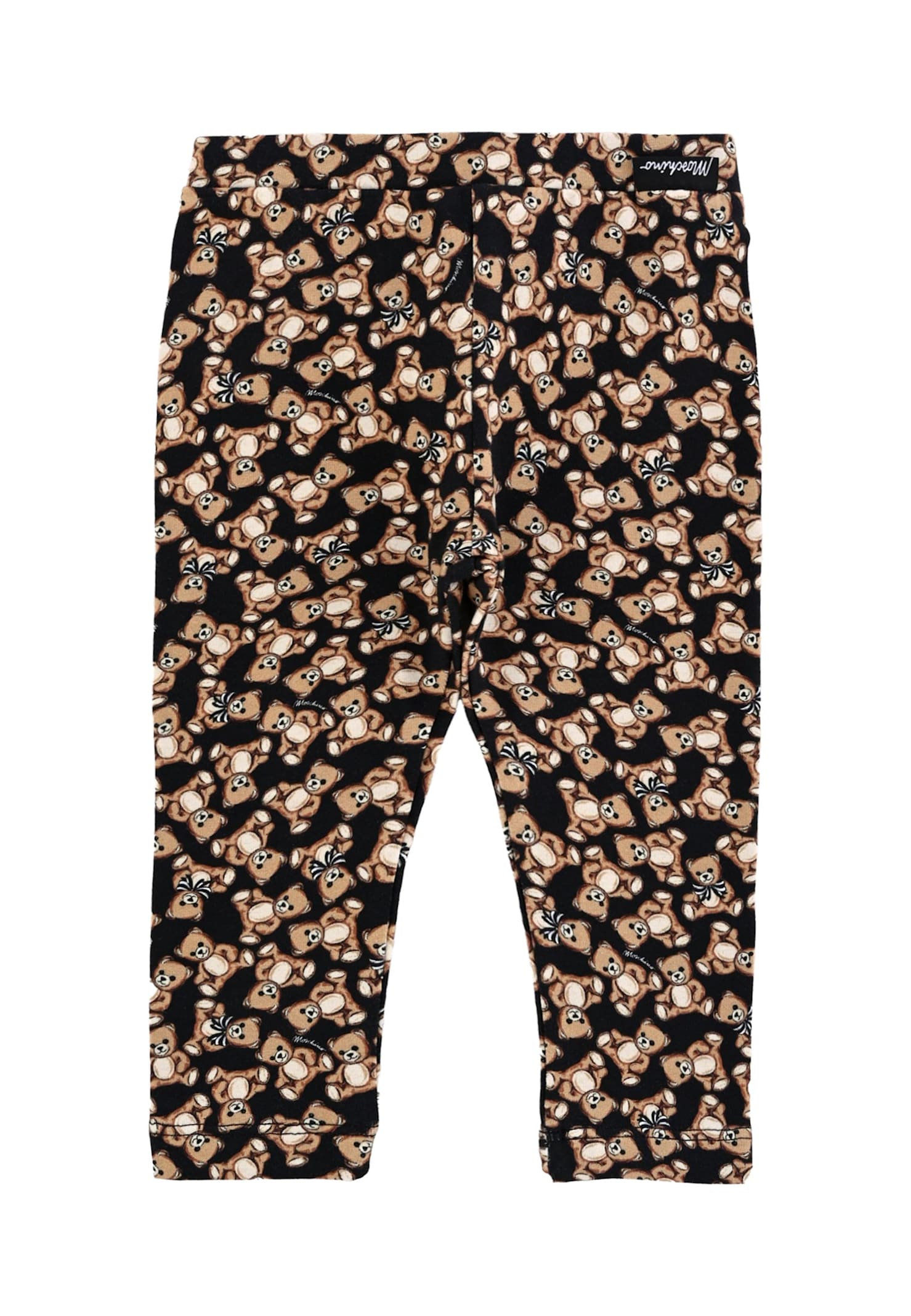 Moschino Black Leggings For Baby Girl With Teddy Bear In Multi