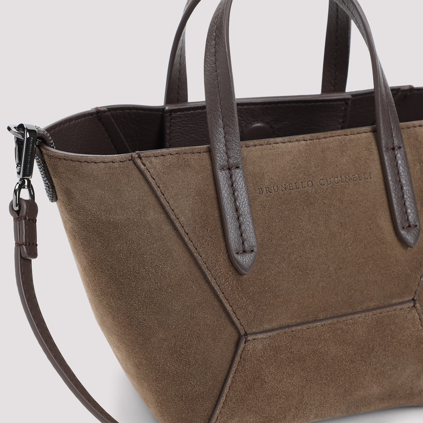 Brunello Cucinelli Suede Duomini Bag In Torba
