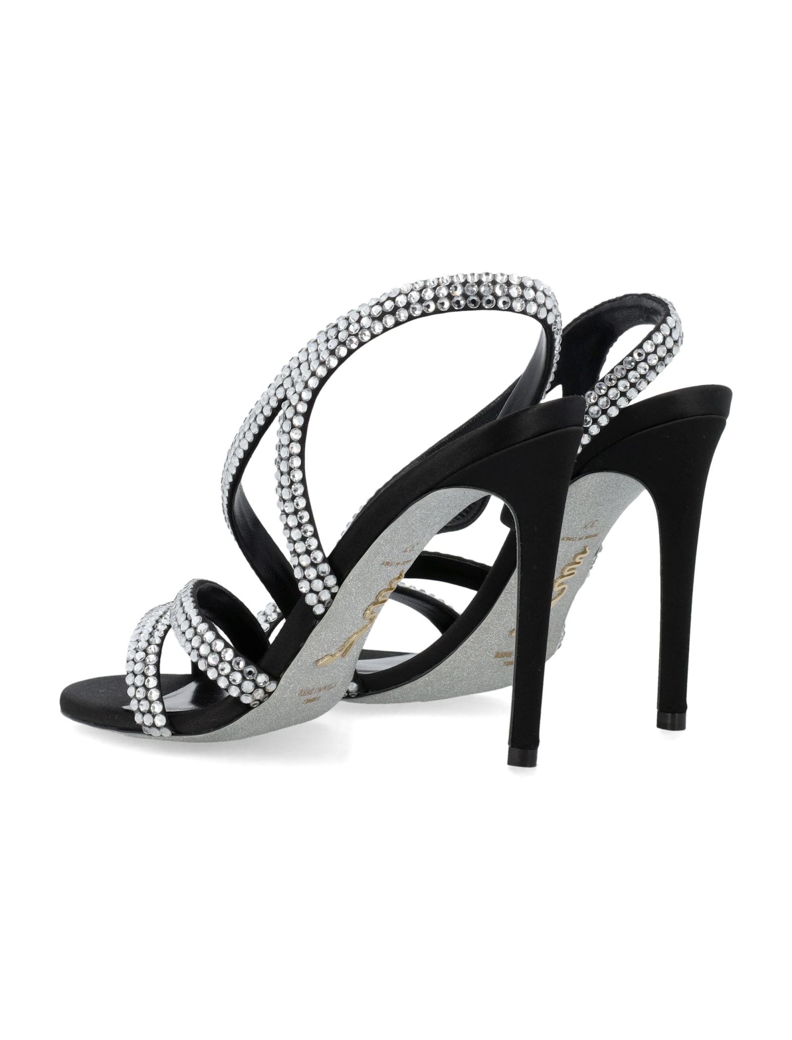 Shop René Caovilla Crystal Sandal In Black Crystal