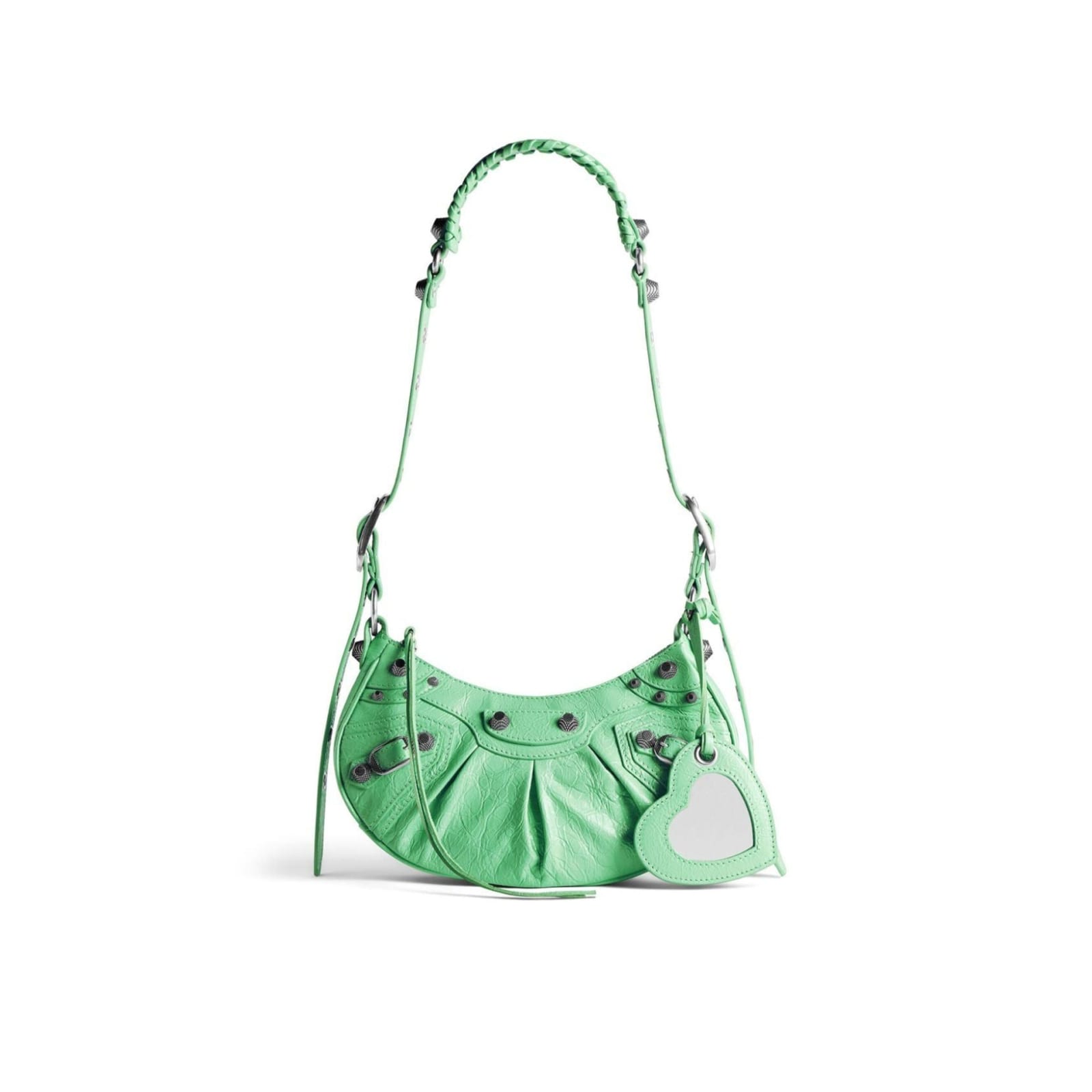 Shop Balenciaga Le Cagole Xs Leather Shoulder Bag In Green