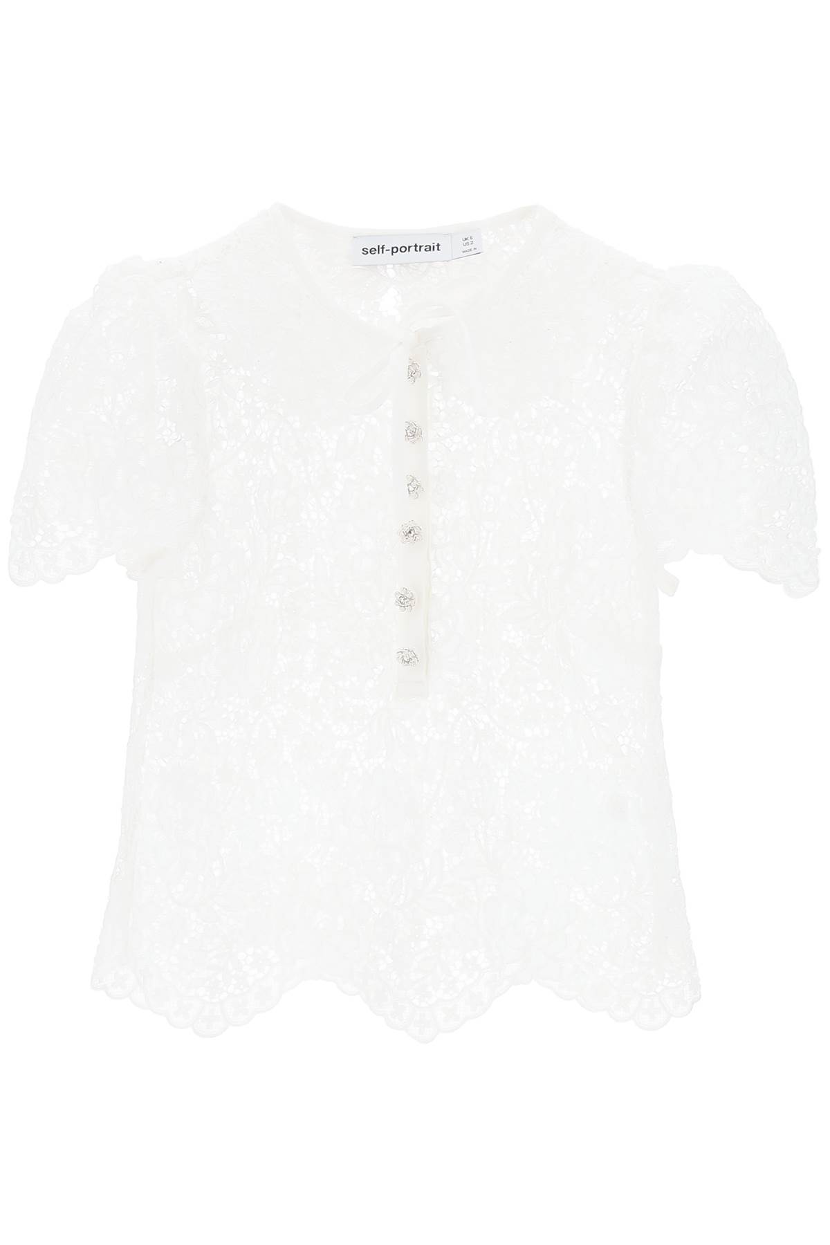 SELF-PORTRAIT SHORT-SLEEVED TOP IN FLORAL LACE