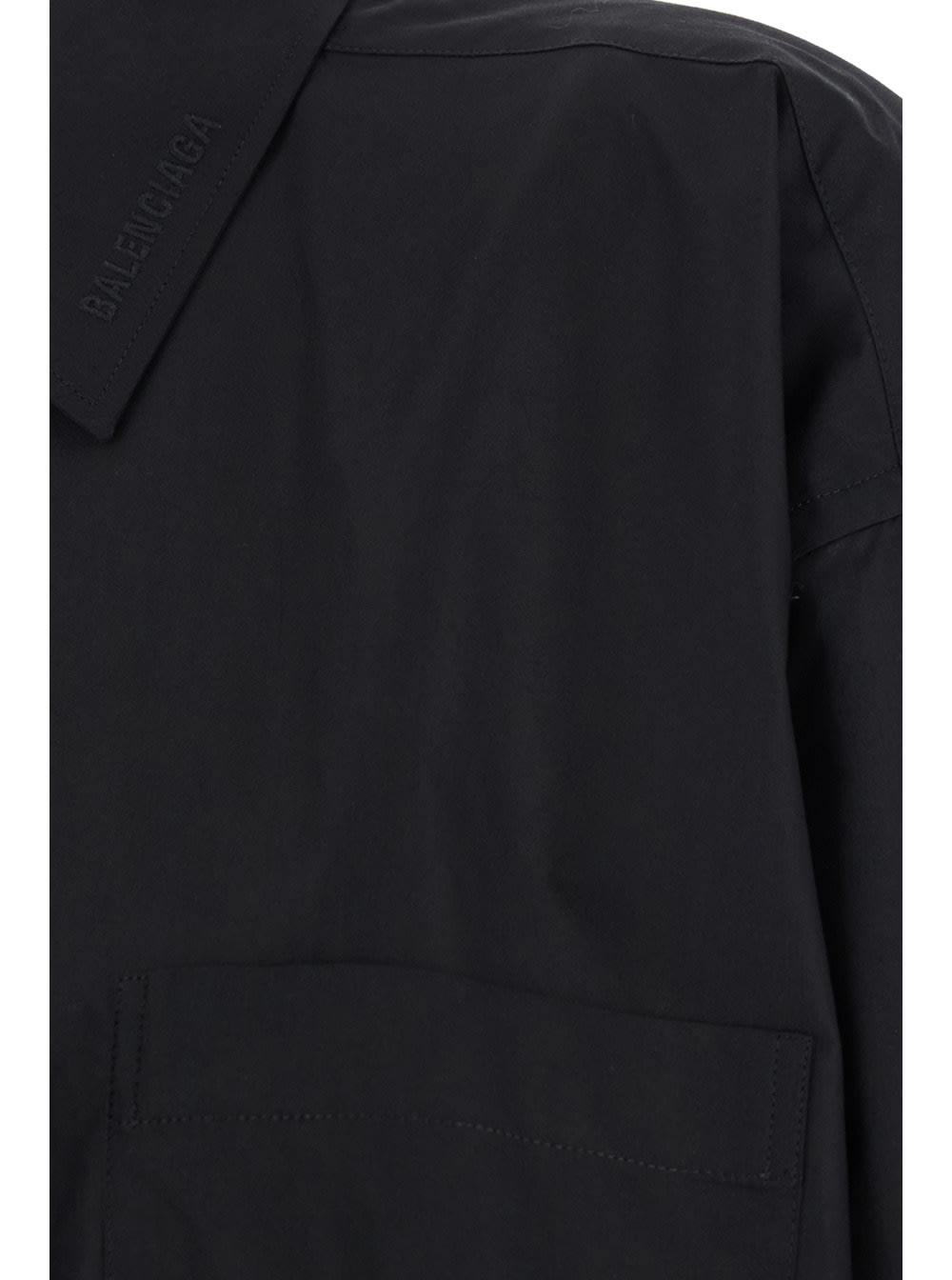 Shop Balenciaga Black Shirt With Pointed Collar And Front Slit In Cotton Woman