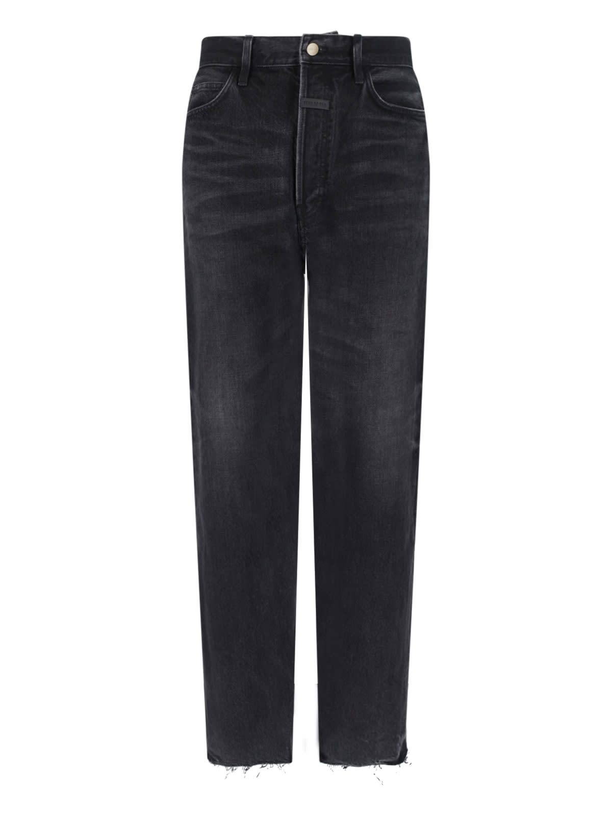 Fear Of God 5 Pocket Denim With Belt Loops And Frayed Hem In Black
