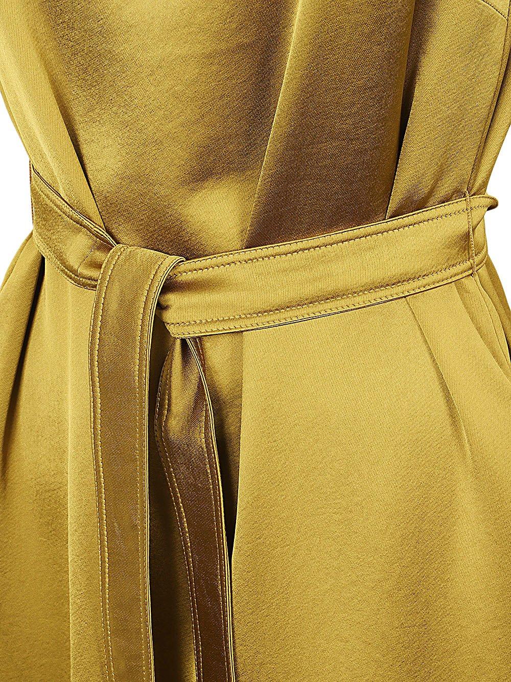 Shop Weekend Max Mara Belted Satin Dress In Giallo