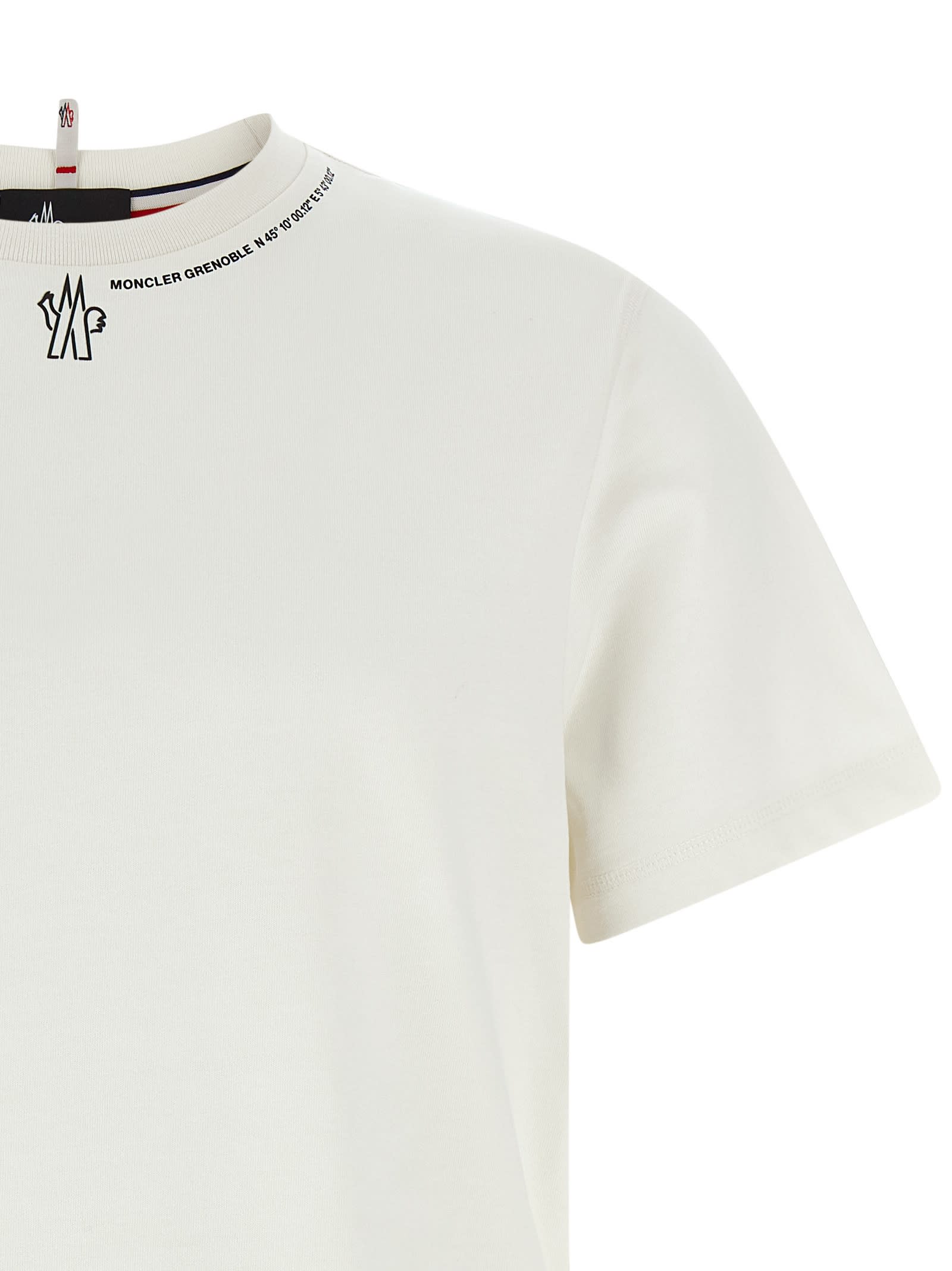 Moncler Crew Neck Printed Short Sleeve T-shirt In White