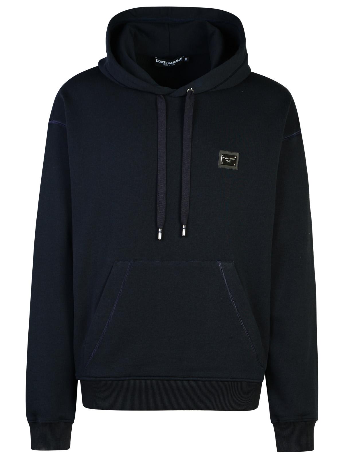 Shop Dolce & Gabbana Navy Cotton Hoodie