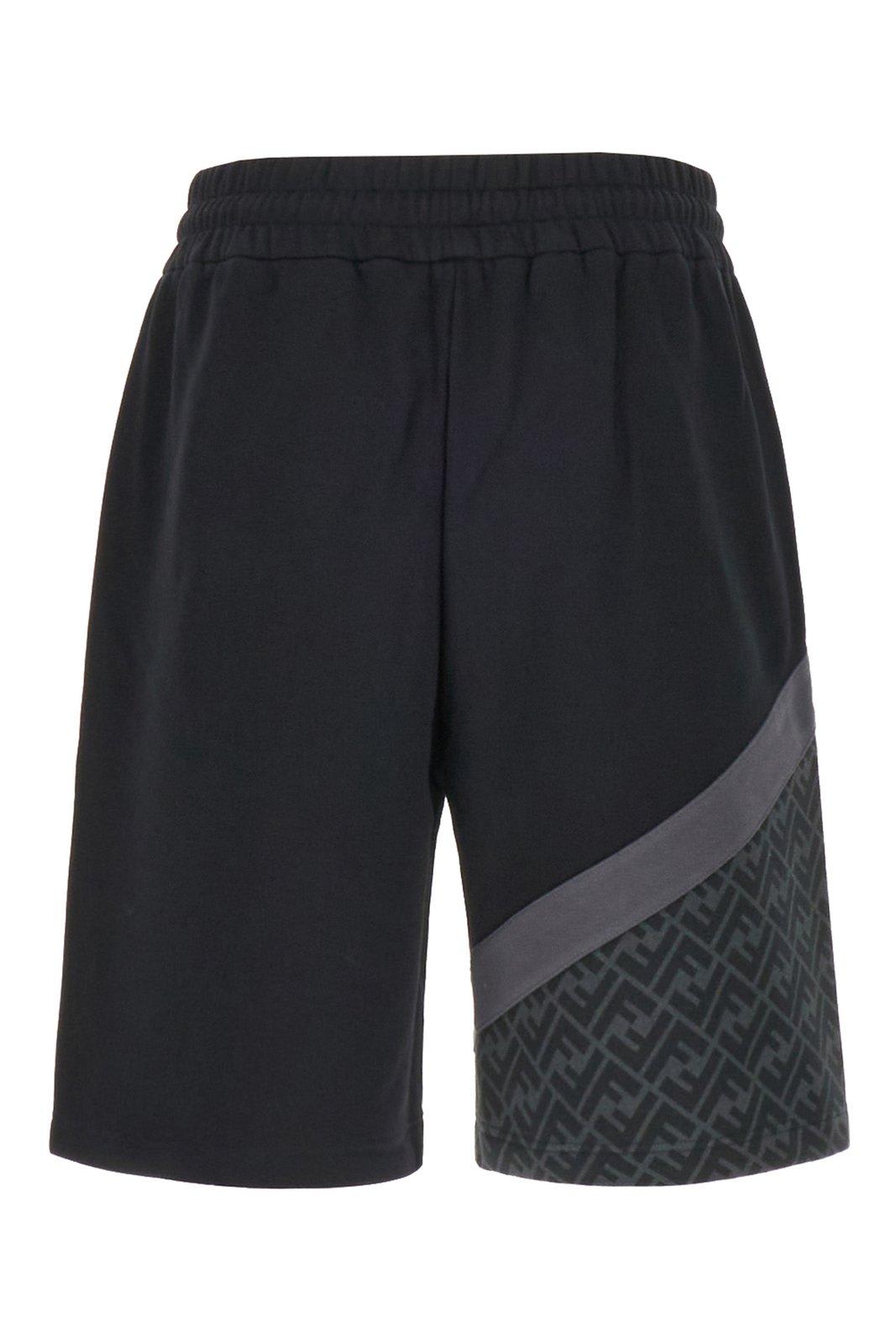 Shop Fendi Elastic Drawstring Waist Bermuda Shorts In F Anthracite Black