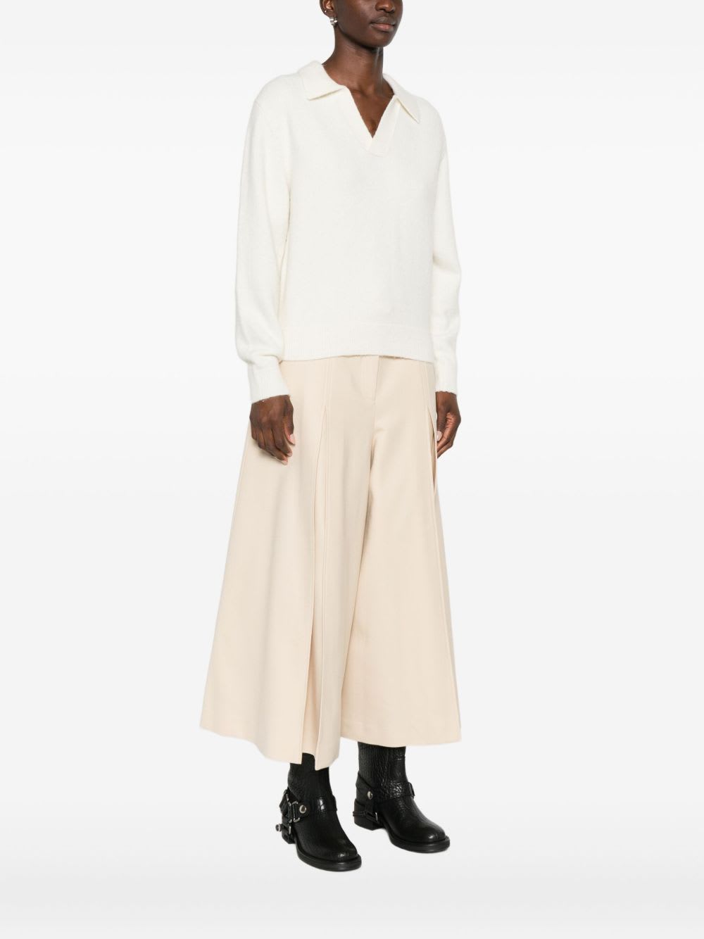 Dunst Wool Blend Polo Sweater In White