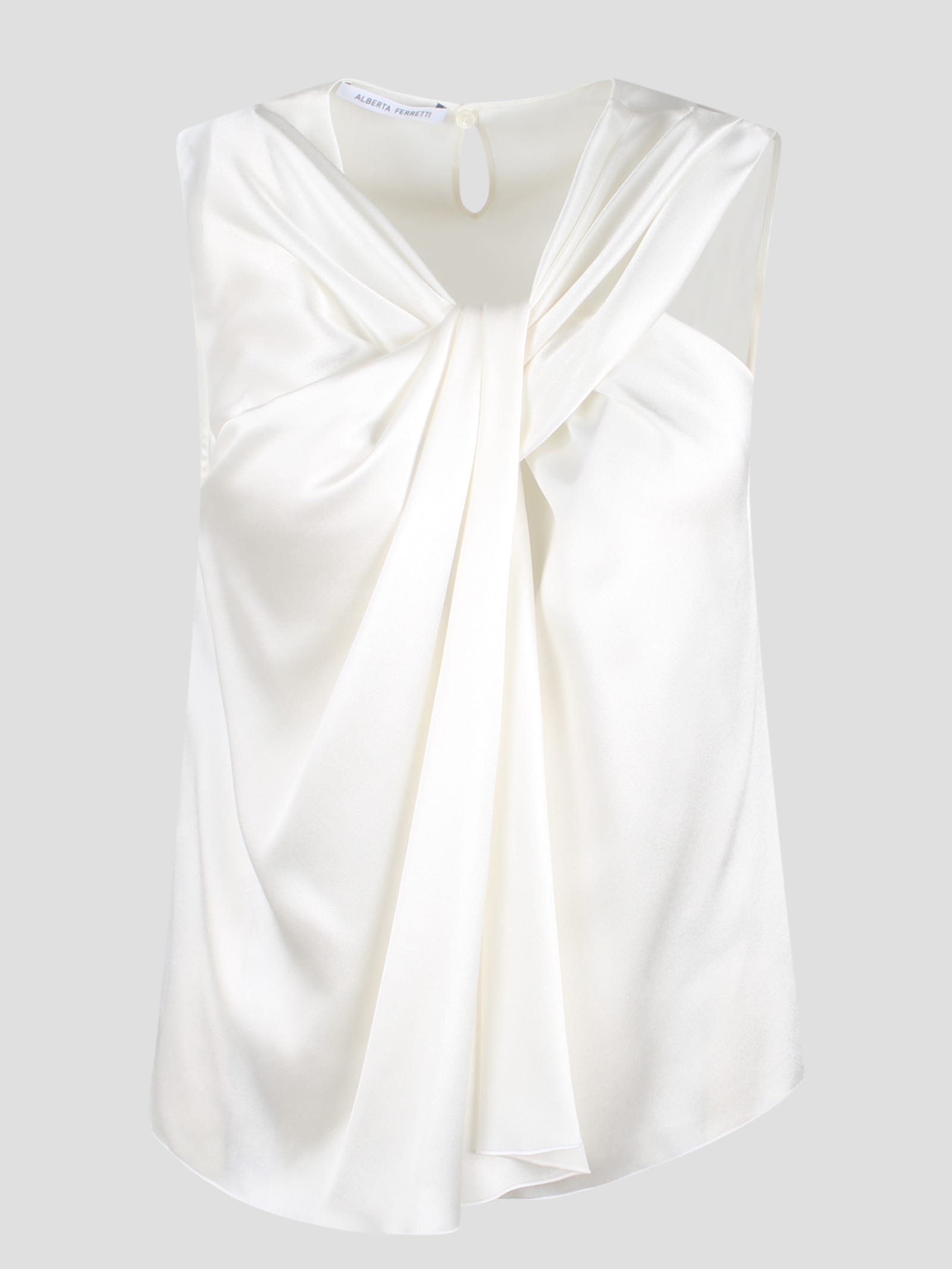 Shop Alberta Ferretti Satin Top In White