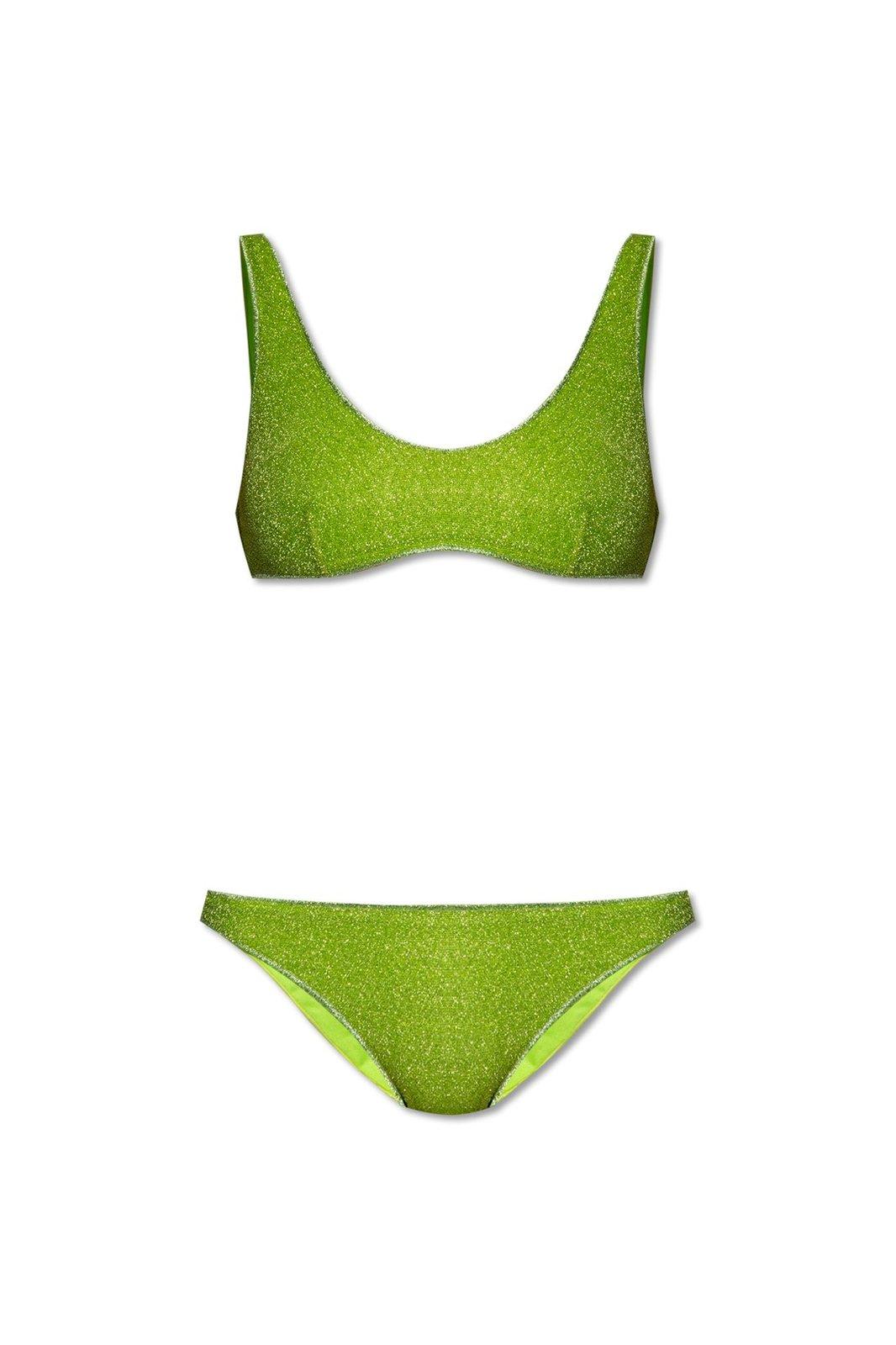 Shop Oseree Lumiere Shimmer Bikini Set In Green