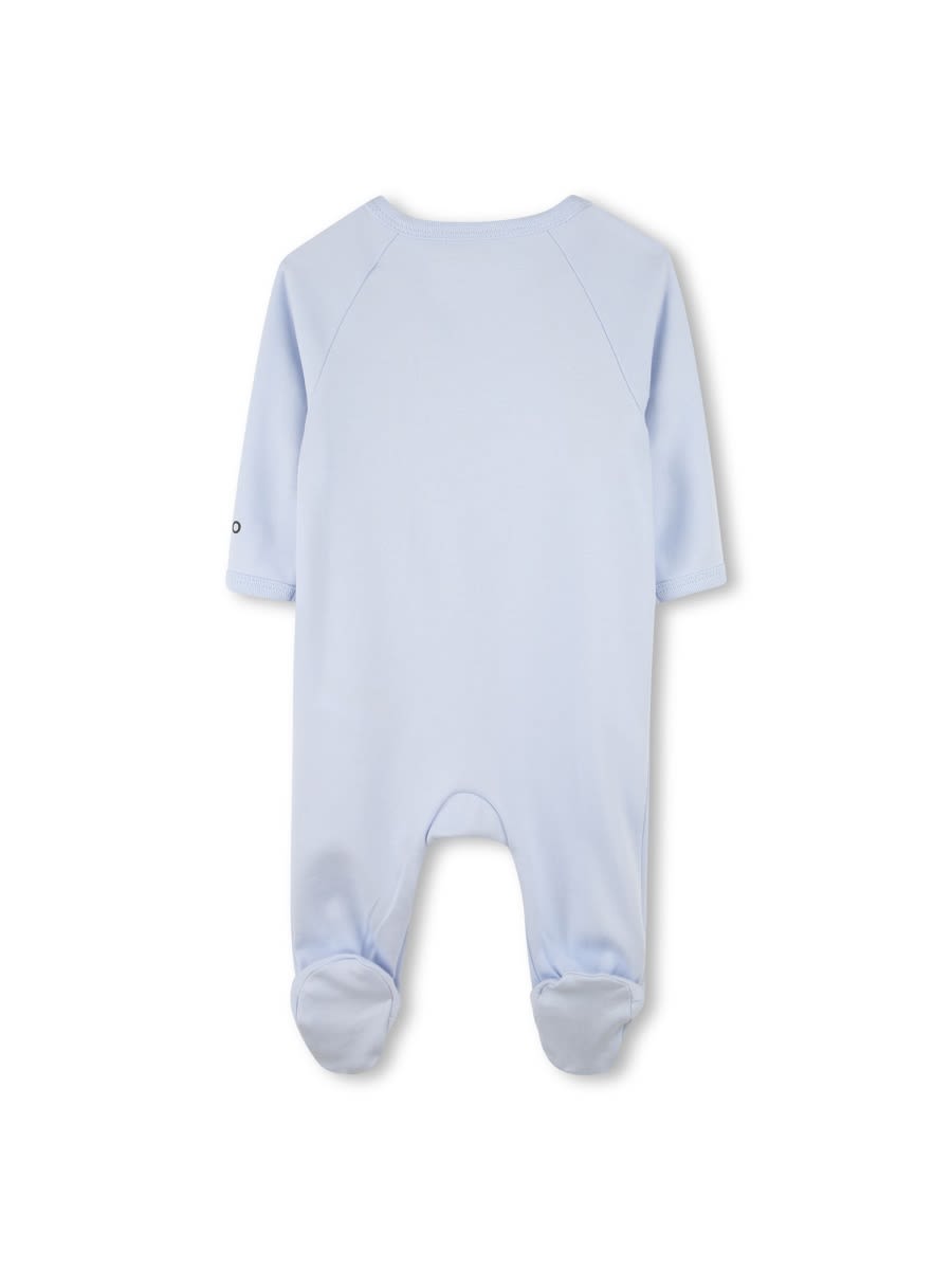 Kenzo Light Blue Babygrow Set For Baby Boy With Kotora In Blue