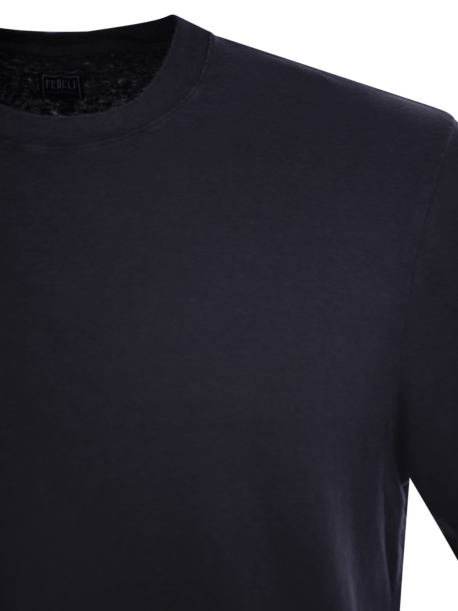 Fedeli Stretch Linen Short-sleeved T-shirt