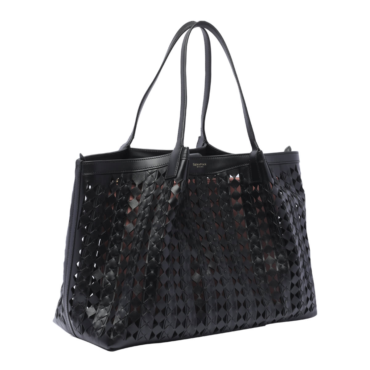 Shop Serapian Secret Mosaico Shoulder Bag In Black