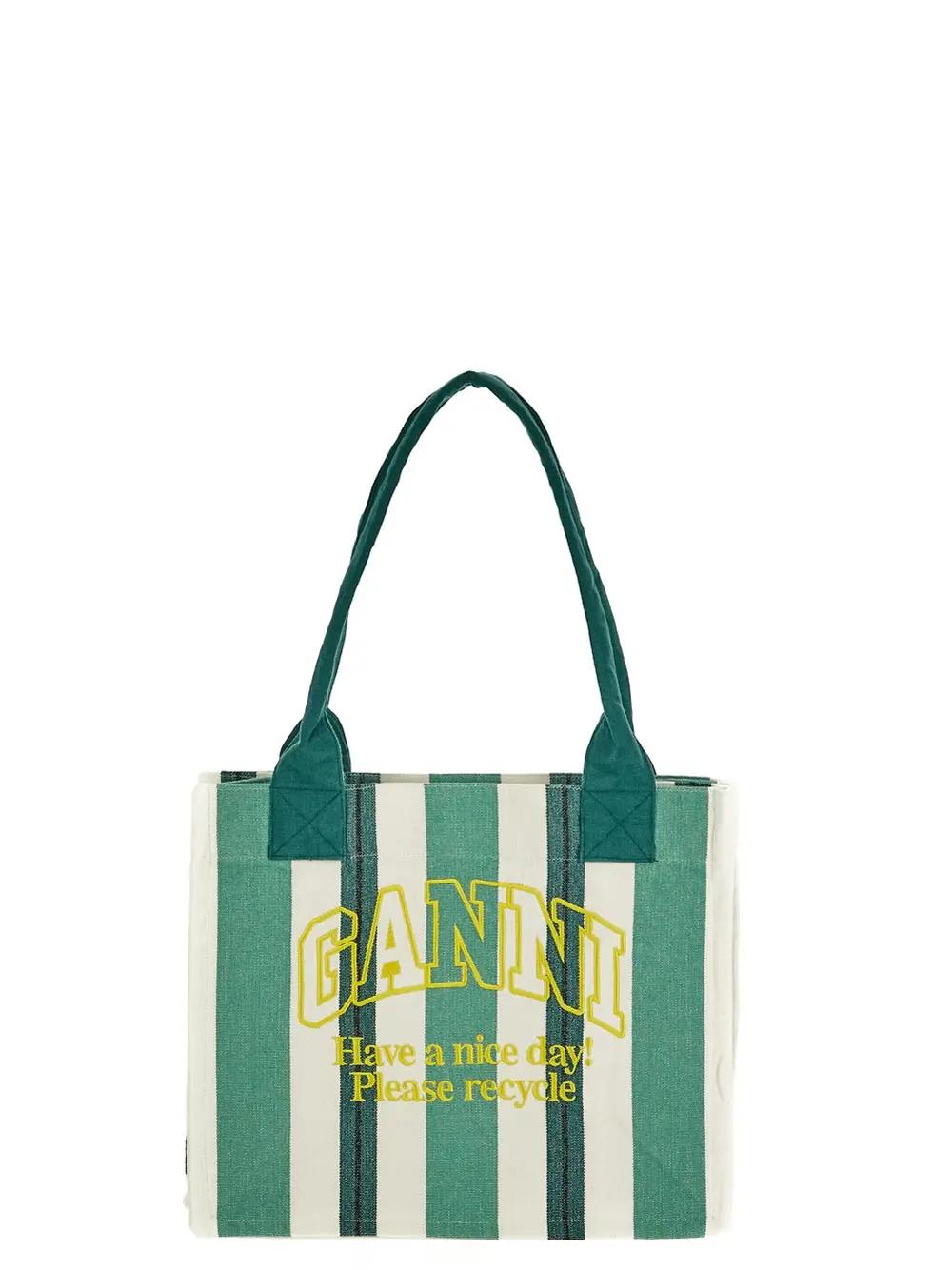Large Striped Canvas Tote Bag