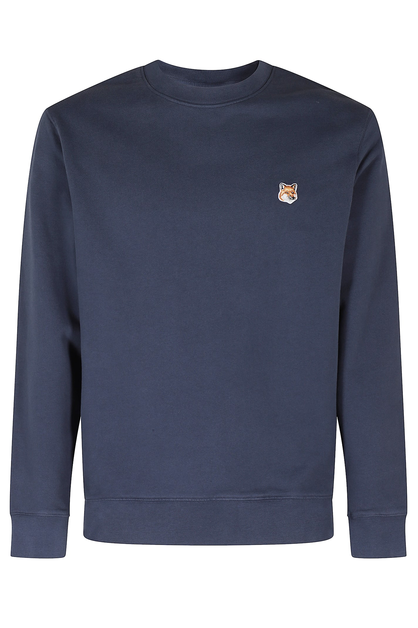 Maison Kitsuné Striped Cotton Sweatshirt Button-down Collar In Blue