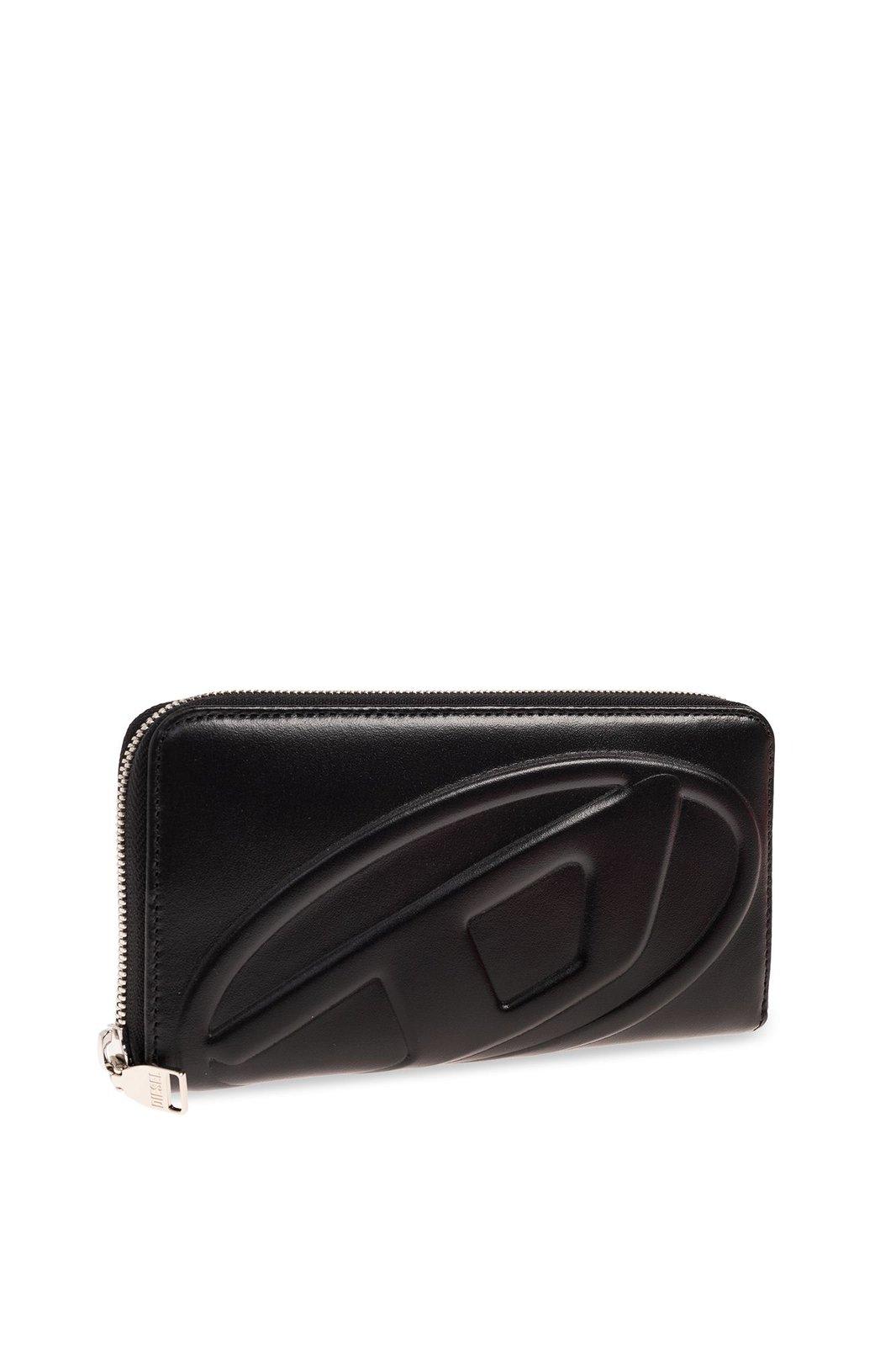 Shop Diesel 1-dr Fold Logo Embossed Wallet  In Black